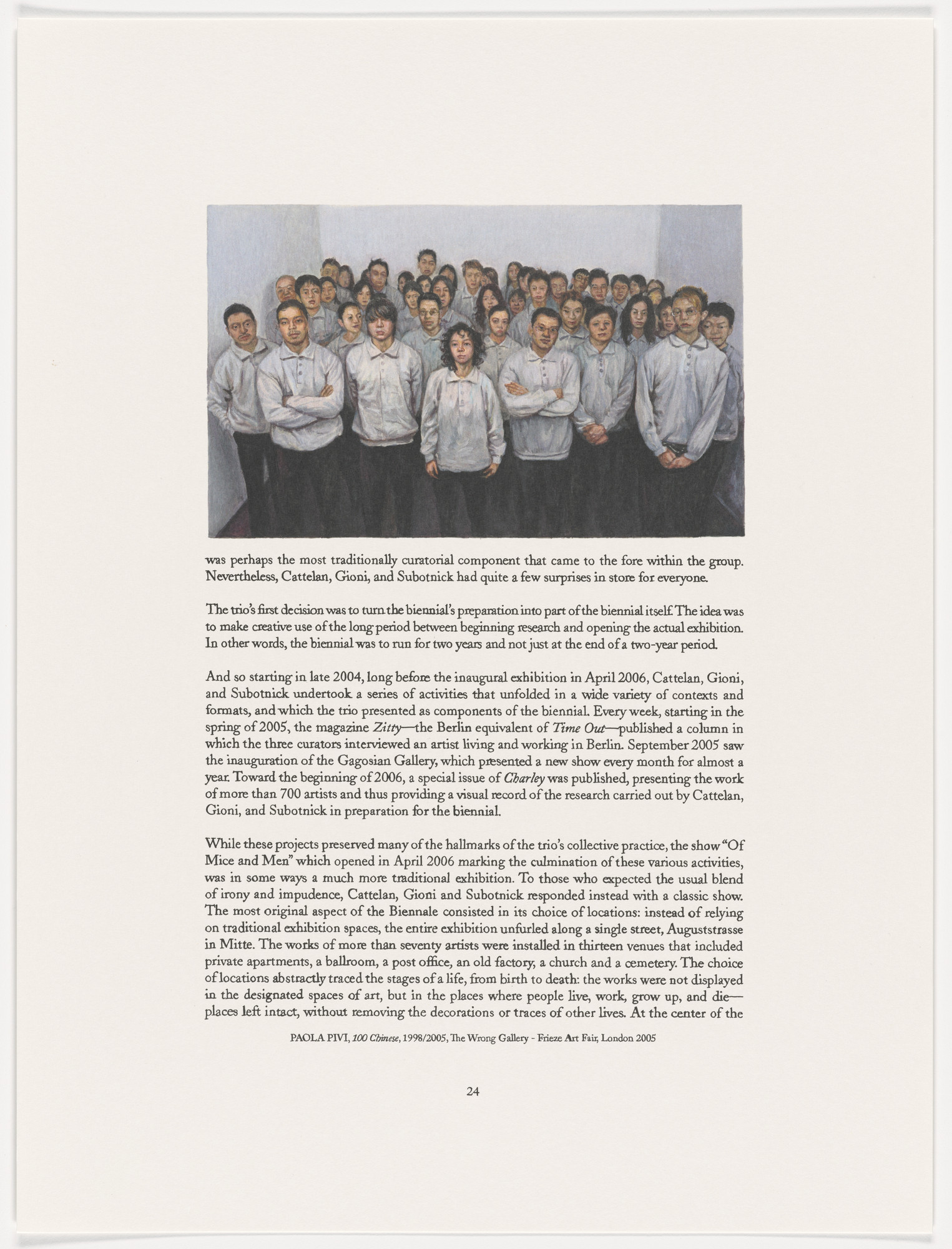 Maurizio Cattelan. Page from The Taste of Others