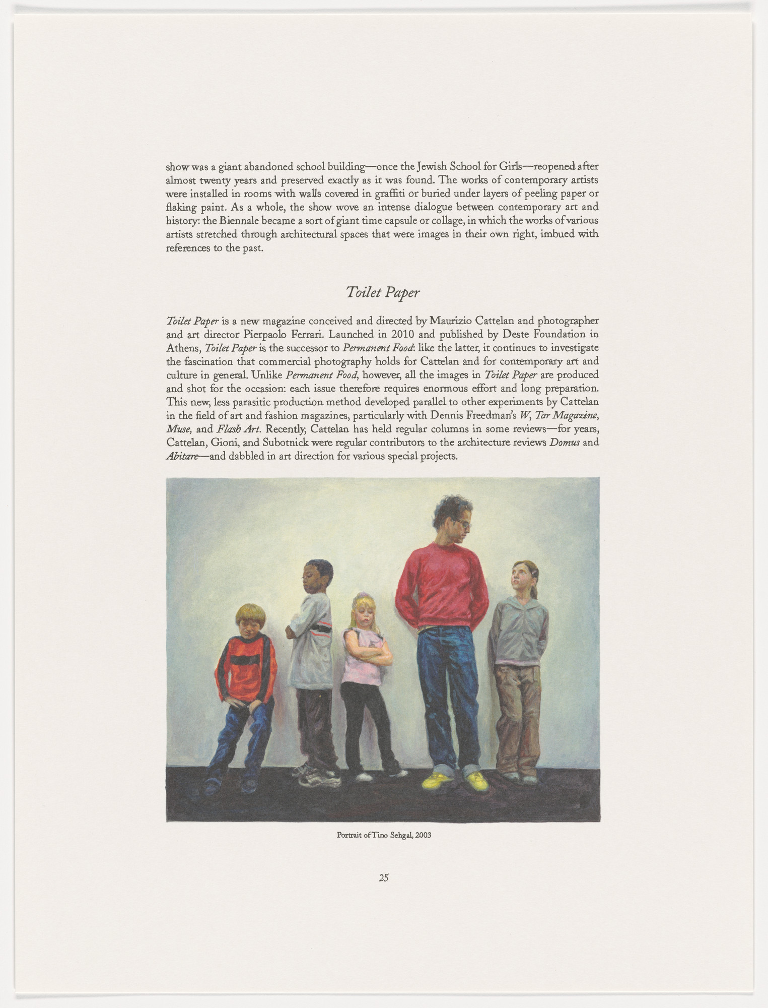 Maurizio Cattelan. Page from The Taste of Others