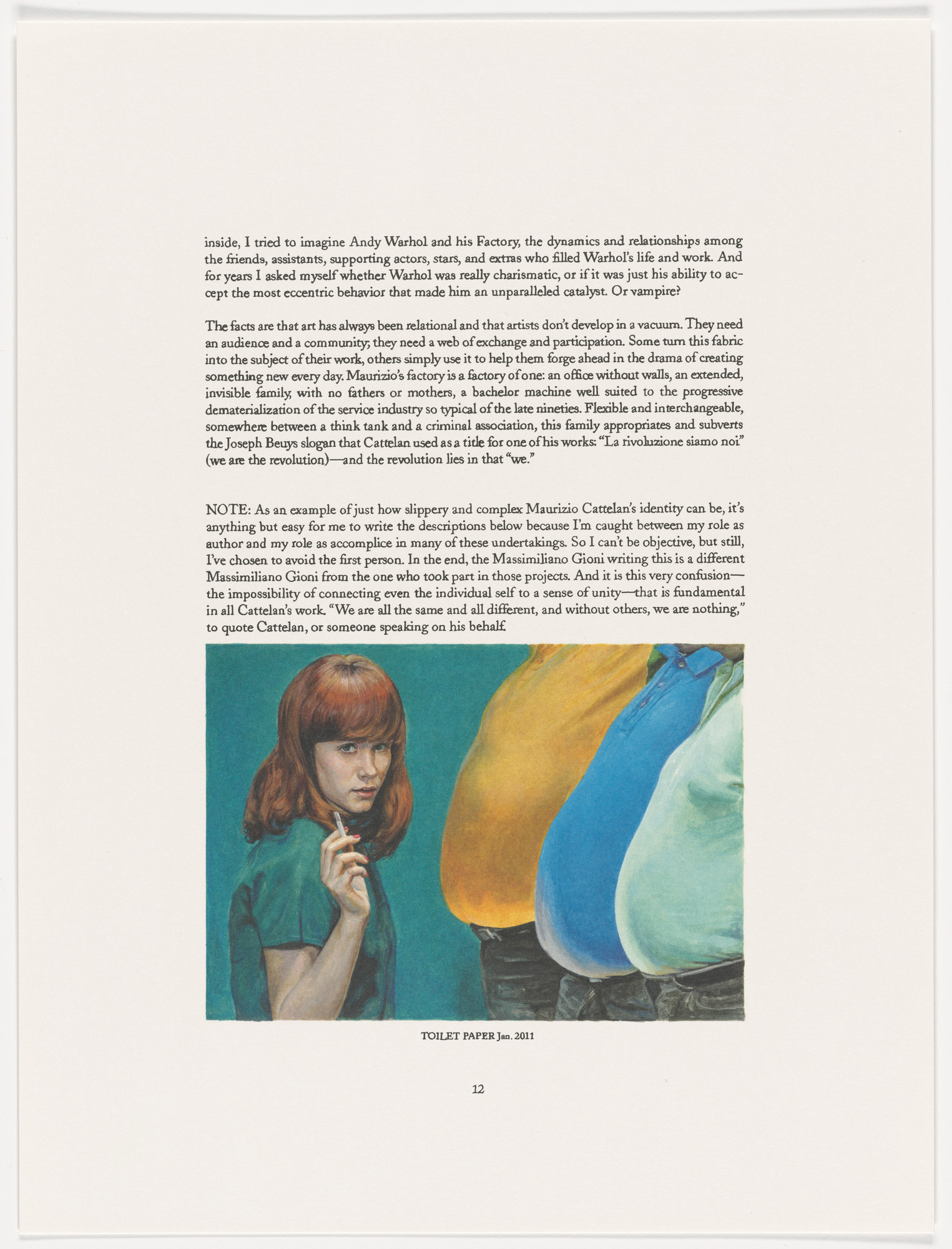 Maurizio Cattelan. Page from The Taste of Others