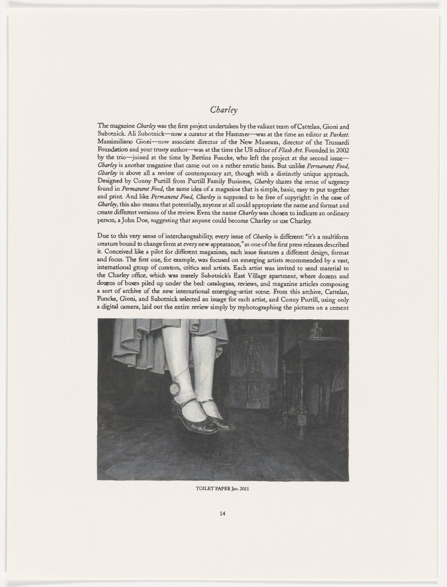 Maurizio Cattelan. Page from The Taste of Others