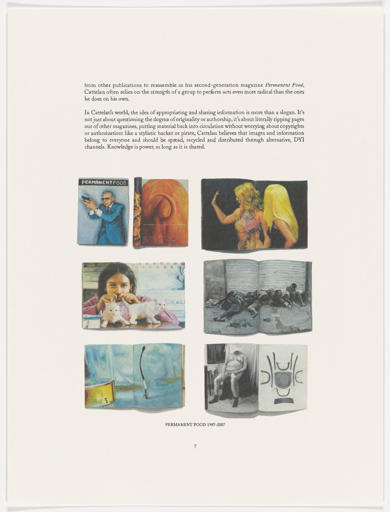 Maurizio Cattelan. Page from The Taste of Others