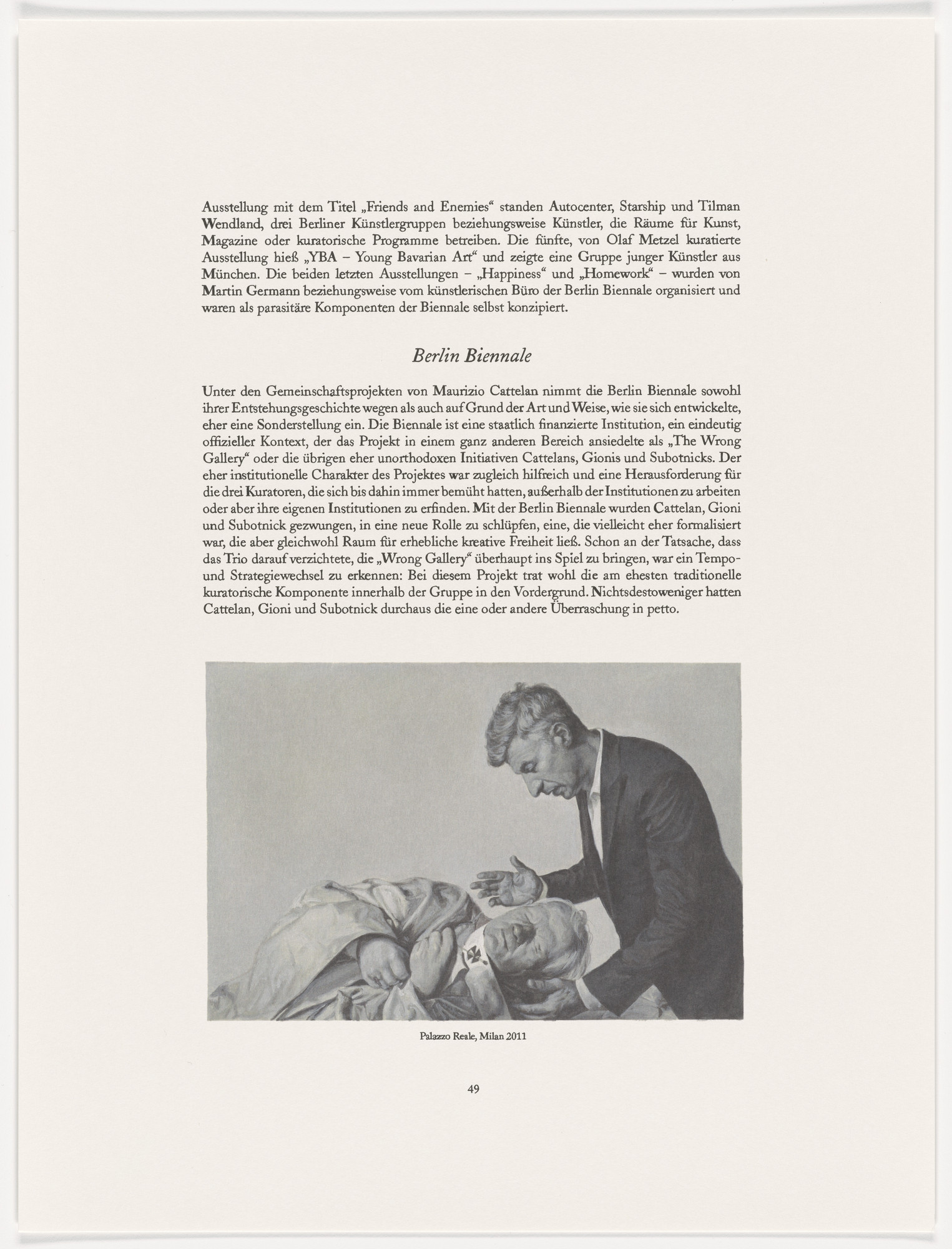Maurizio Cattelan. Page from The Taste of Others