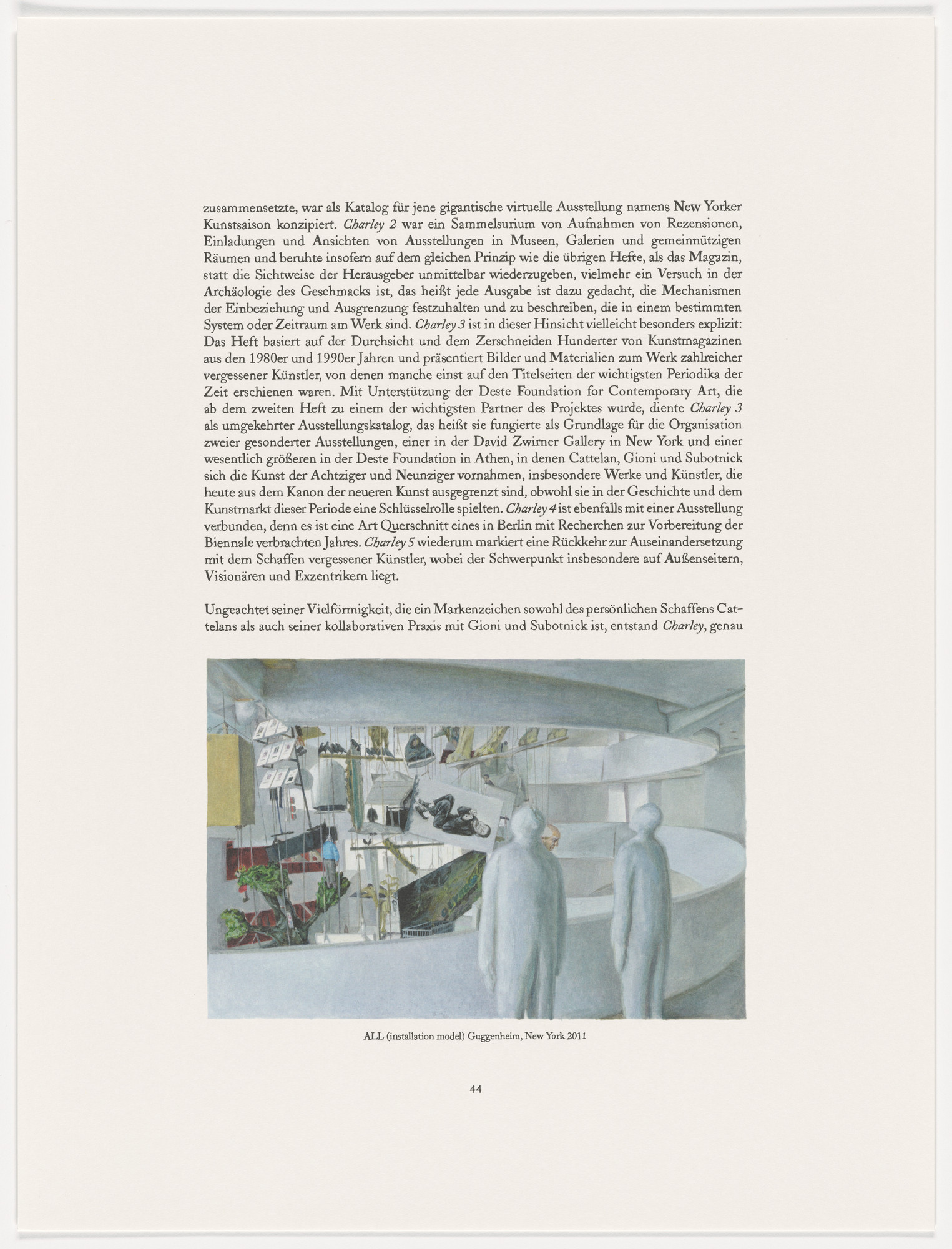 Maurizio Cattelan. Page from The Taste of Others