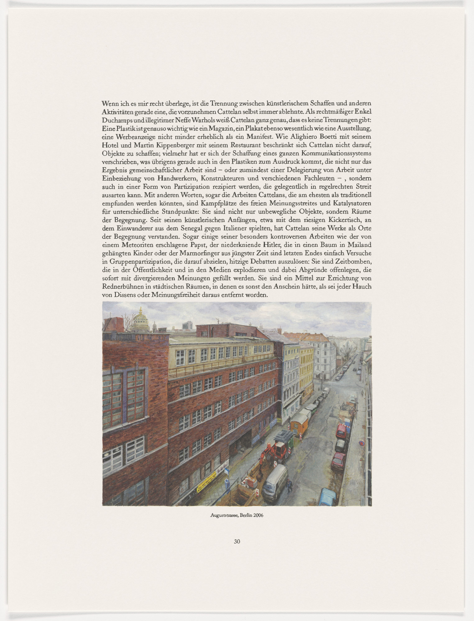 Maurizio Cattelan. Page from The Taste of Others