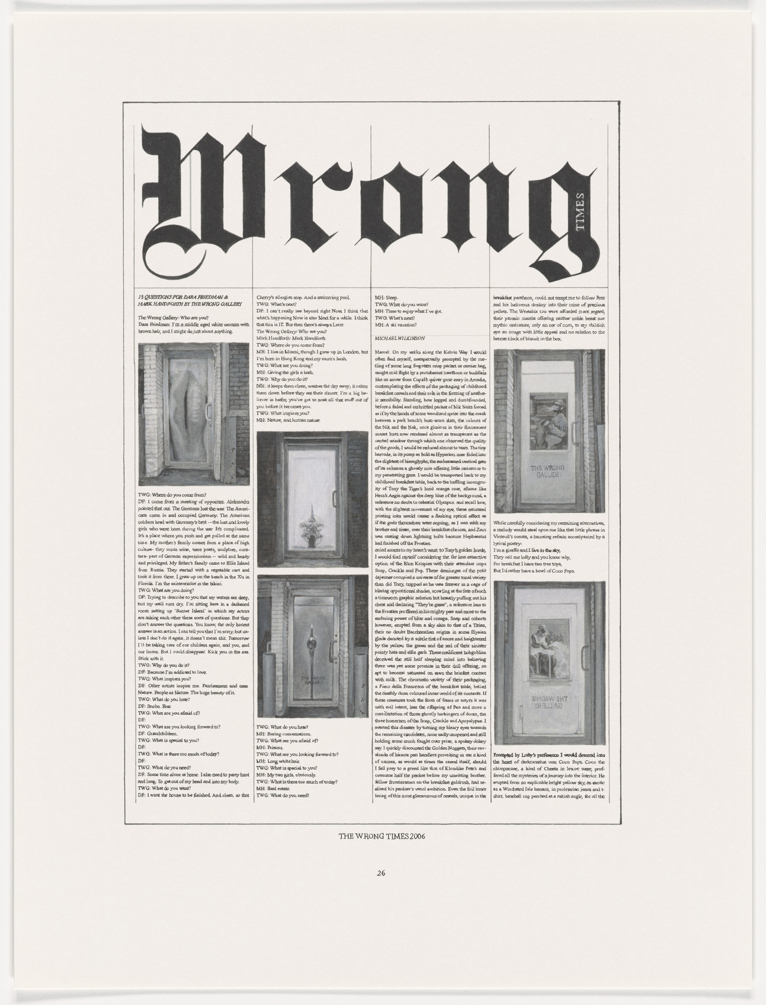 Maurizio Cattelan. Page from The Taste of Others