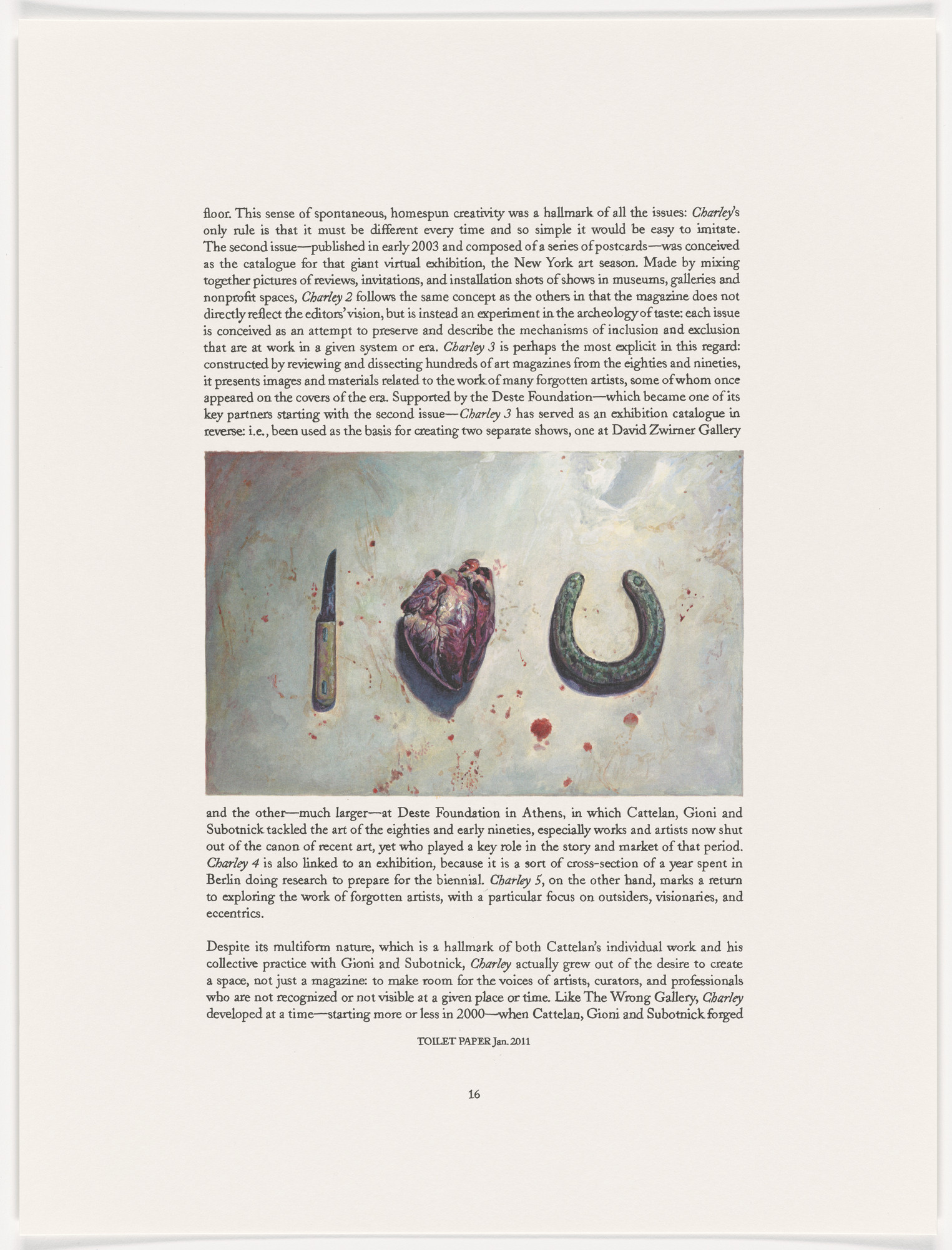 Maurizio Cattelan. Page from The Taste of Others