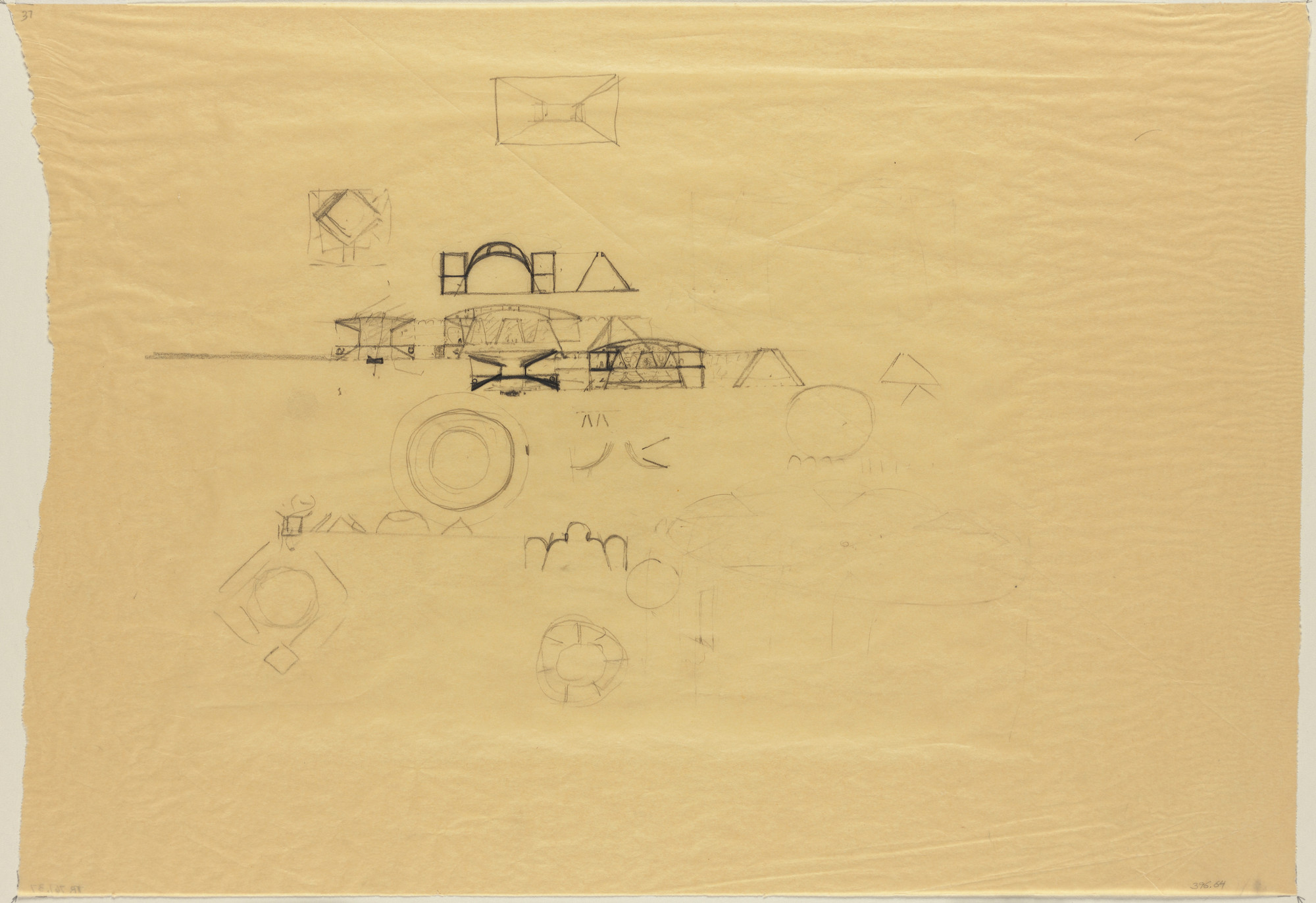 Louis I. Kahn. Sher-e-Bangla Nagar, Capital of Bangladesh, Dhaka, Bangladesh, National Assembly Building: plan and sketches. 1963