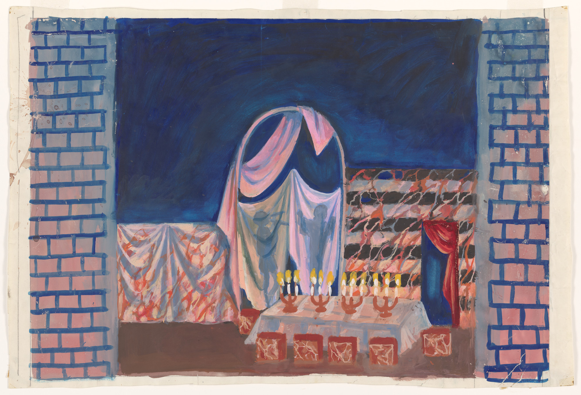 Pavel Tchelitchew. Nobilissima Visione or St. Francis, design for ballet (Backdrop for Scene III/Banquet Scene)