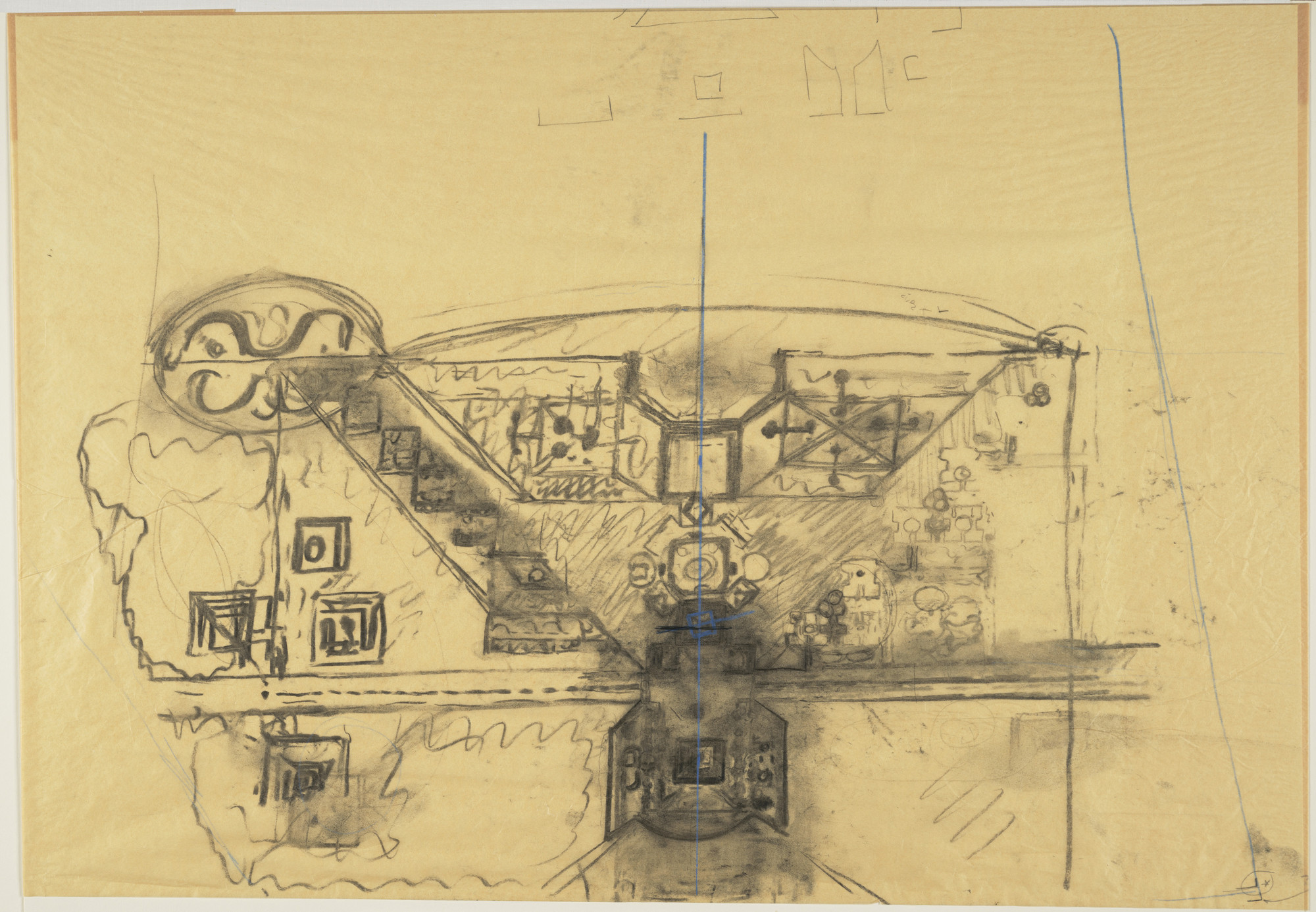 Louis I. Kahn. Sher-e-Bangla Nagar, Capital of Bangladesh, Dhaka, Bangladesh, Site-plan sketch. 1964