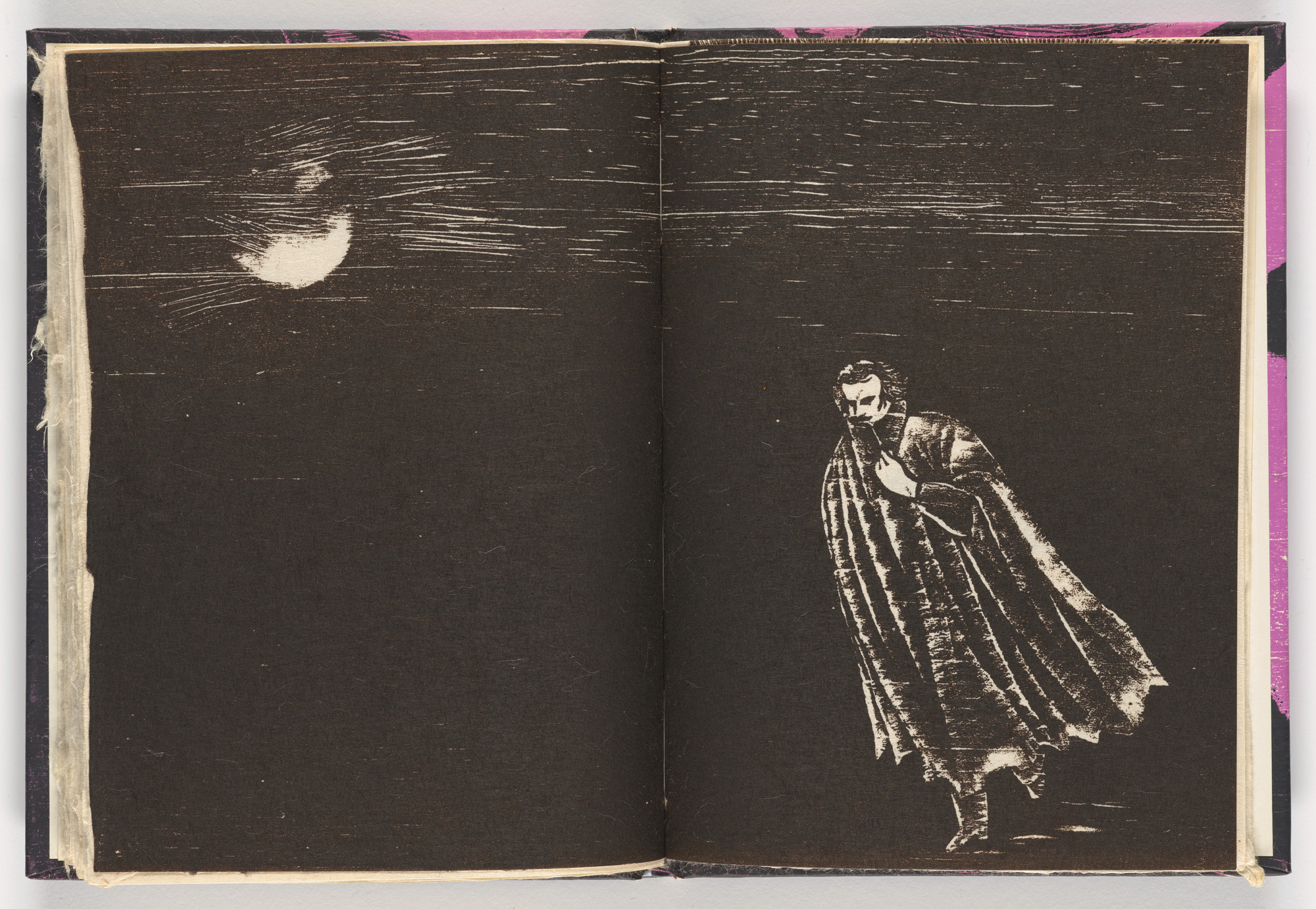 Antonio Frasconi. Double page plate (folios 26 verso and 27) from The Face of Edgar Allan Poe