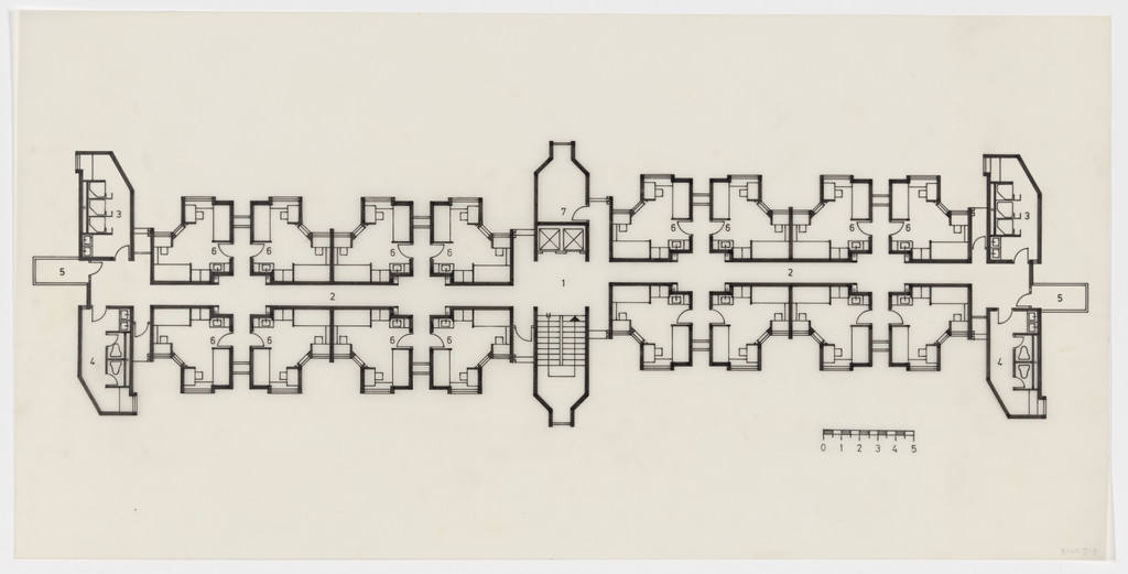 Goce Delčev Student Dormitory, Skopje, Macedonia (Floor plan, 1:200)