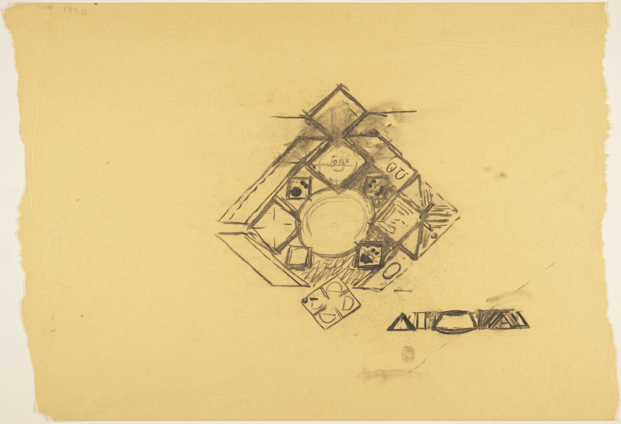 Louis I. Kahn. Sher-e-Bangla Nagar, Capital of Bangladesh, Dhaka, Bangladesh, National Assembly Building: plan and elevation sketches. 1963