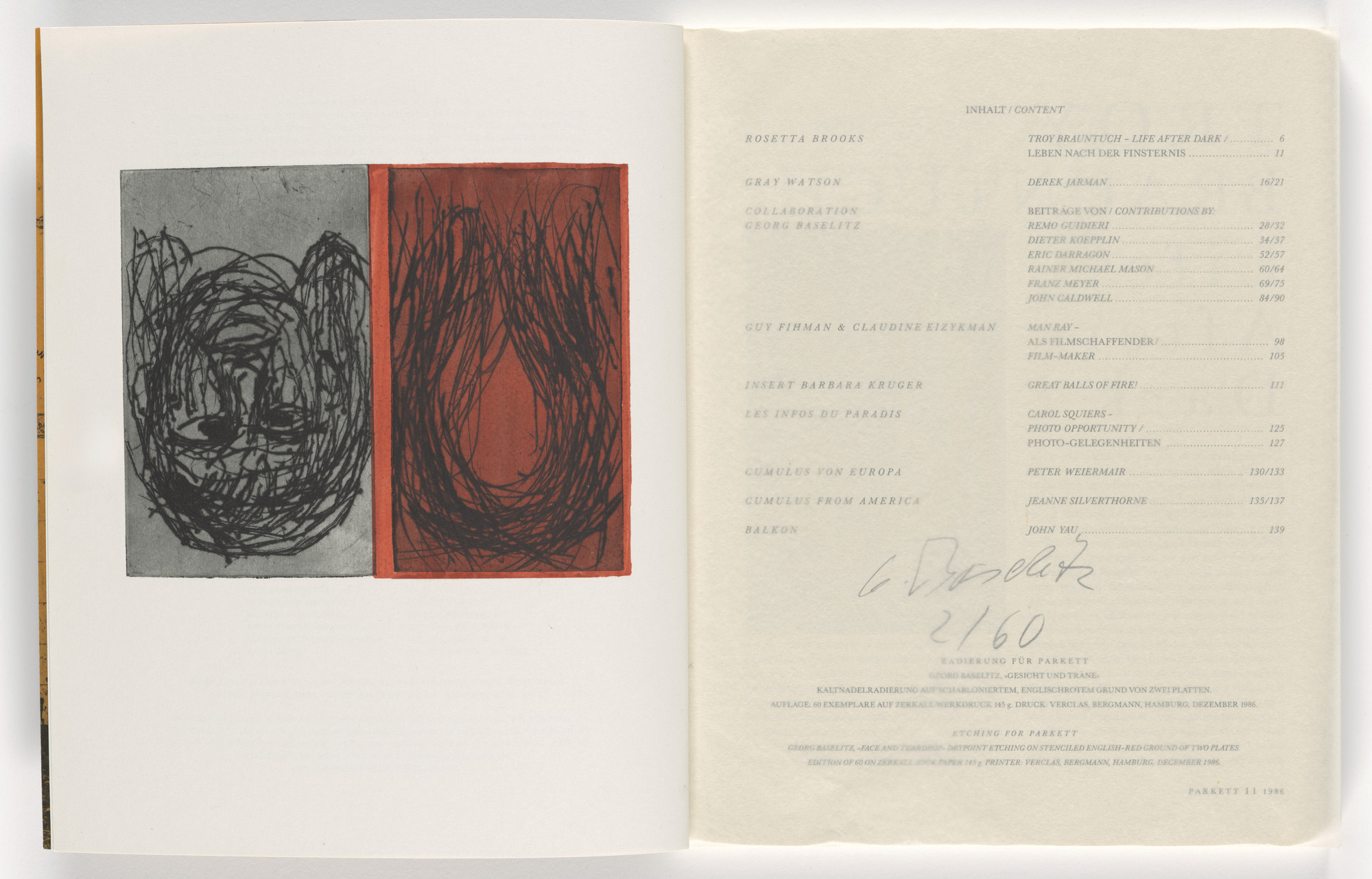 Georg Baselitz. Face and Teardrop (for Parkett no. 11 )