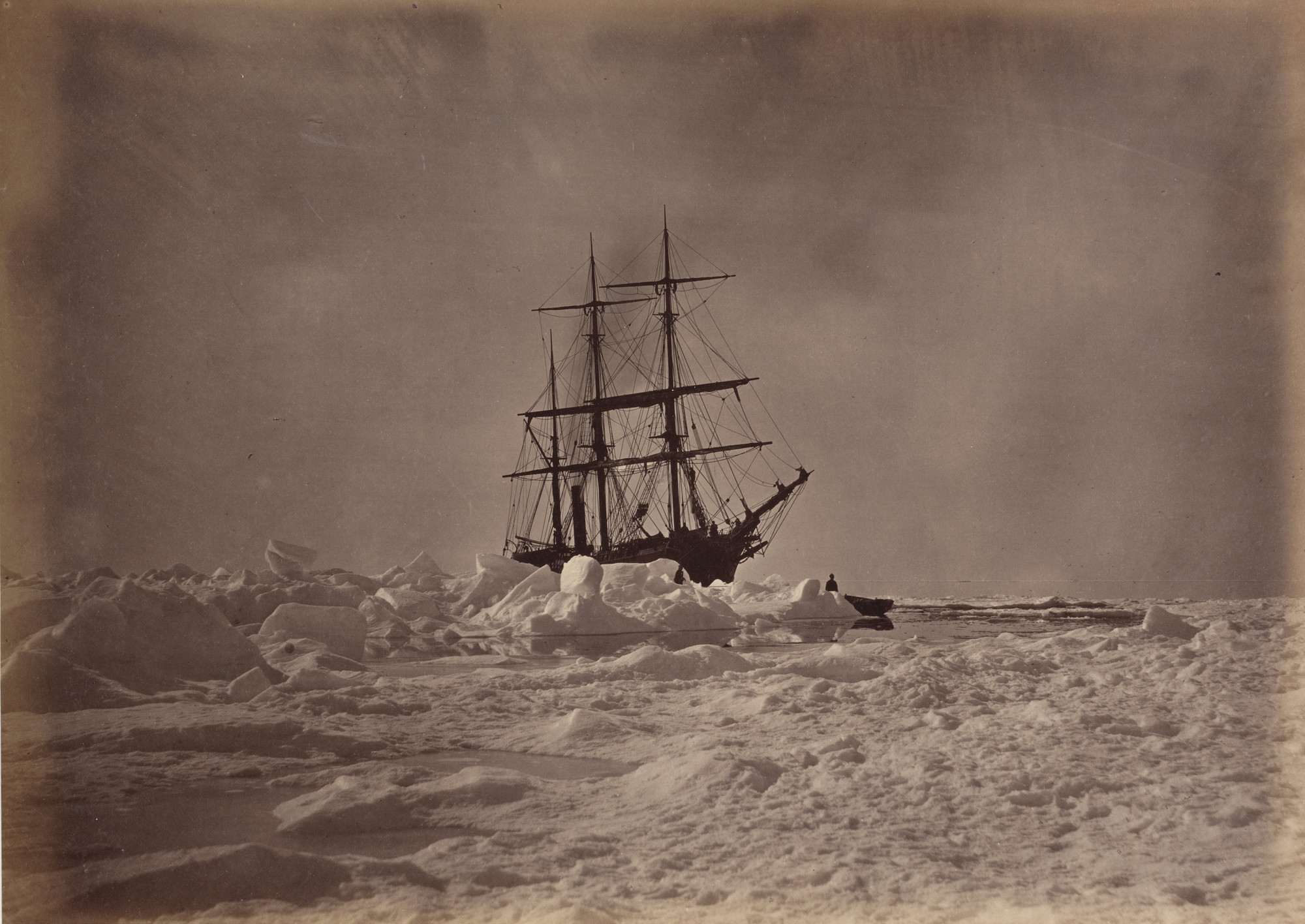 George P. Critcherson, John L. Dunmore, William Bradford. "The farthest point reached (August 17th). Here the Steamer is surrounded by the heaviest of rafted and hummock ice. After being liberated we shaped our course back."