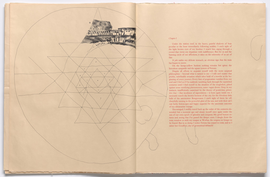 Double page in-text plate (folios 4 and 5) from THE DEPARTURE OF THE ARGONAUT, Francesco Clemente, 1983-86