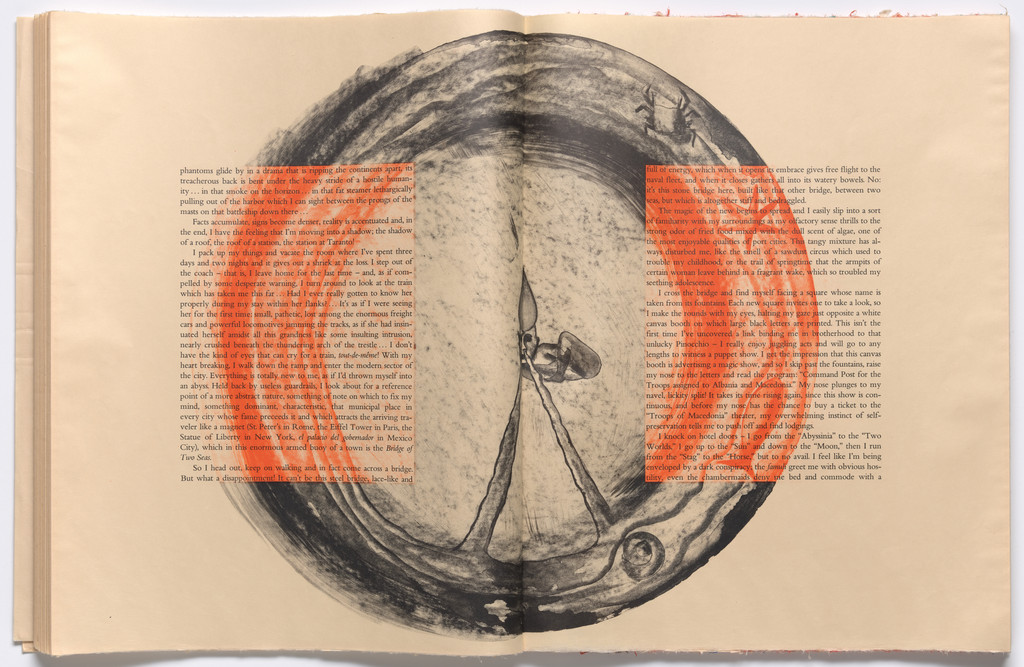 Double page in-text plate (folios 34 and 35) from THE DEPARTURE OF THE ARGONAUT, Francesco Clemente, 1983-86