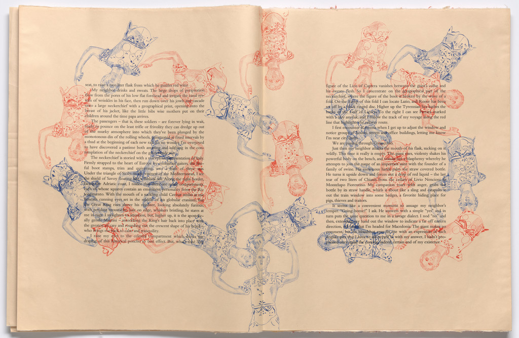 Double page in-text plate (folios 8 and 9) from THE DEPARTURE OF THE ARGONAUT, Francesco Clemente, 1983-86