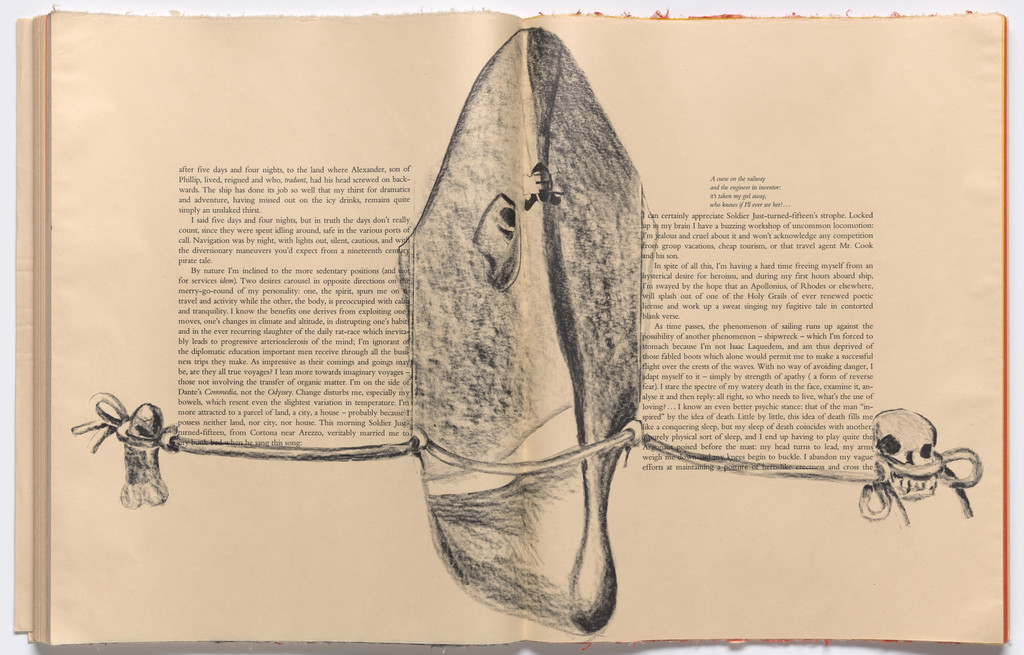 Double page in-text plate (folios 76 and 77) from THE DEPARTURE OF THE ARGONAUT, Francesco Clemente, 1983-86