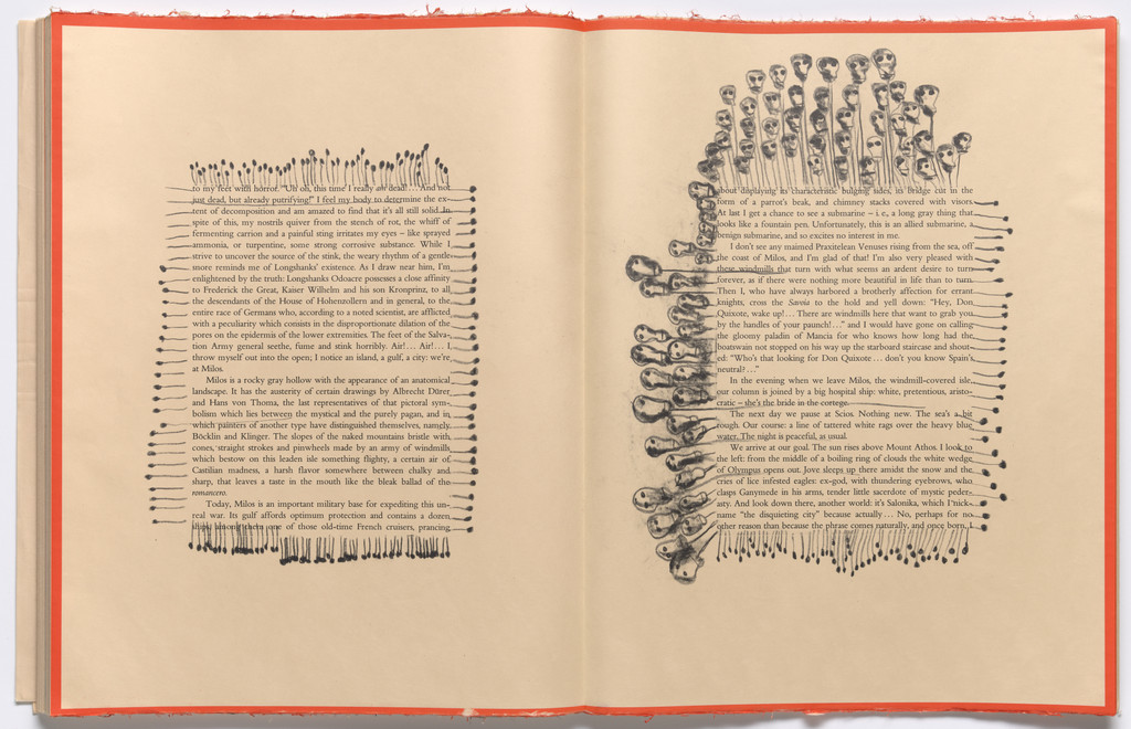 Double page in-text plate (folios 94 and 95) from THE DEPARTURE OF THE ARGONAUT, Francesco Clemente, 1983-86