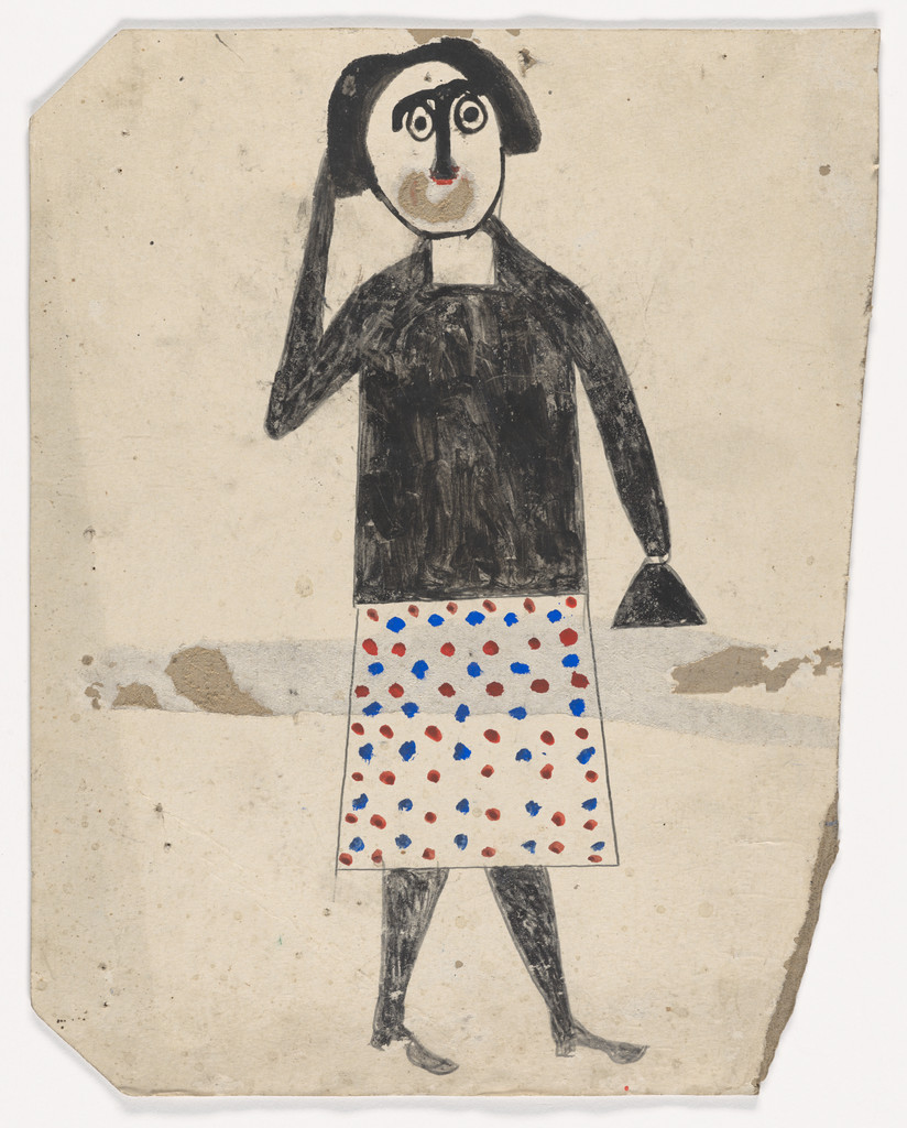 Untitled (Woman with Polka Dot Skirt and Handbag), Bill Traylor, c.1939–42