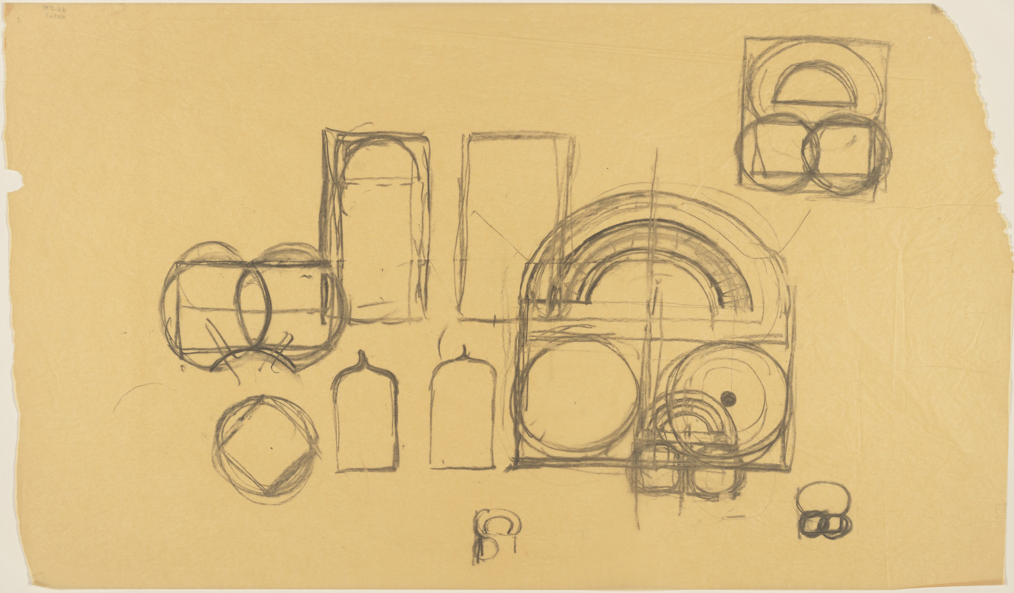 Louis I. Kahn. Sher-e-Bangla Nagar, Capital of Bangladesh, Dhaka, Bangladesh, Prayer Hall: plan sketches. 1965