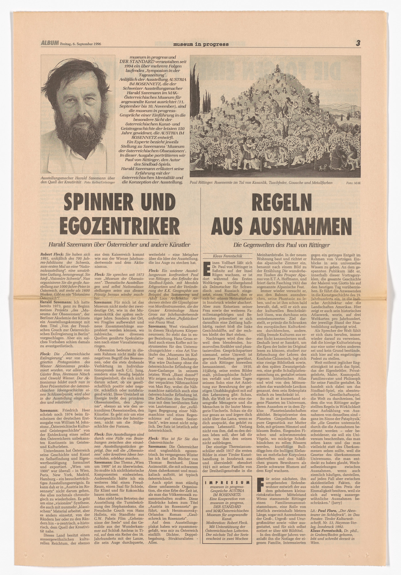 Harald Szeemann. Untitled for the Museum in Progress project Symposia: Austria im Rosennetz