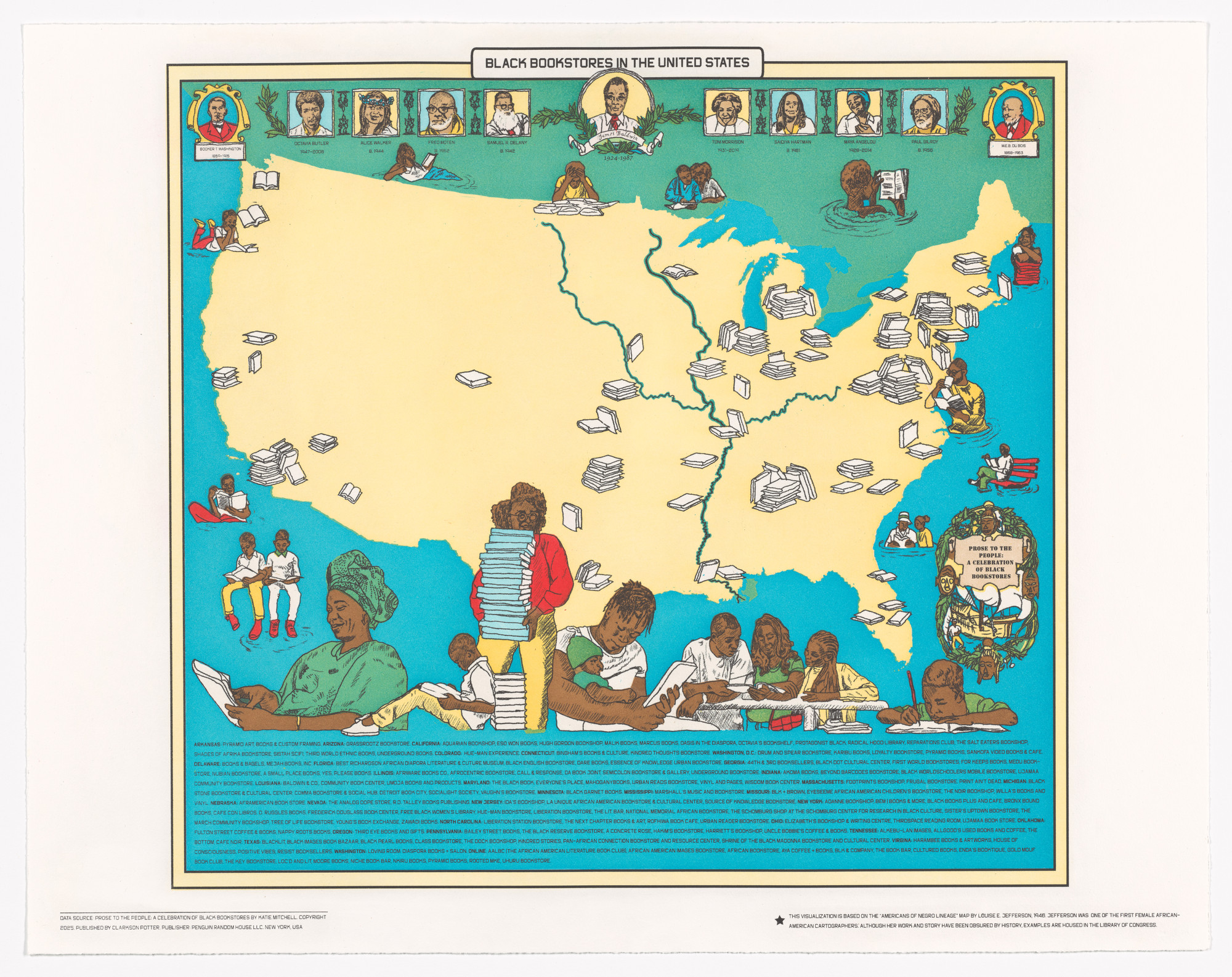 Shraddha Ramani, William Villalongo. Black Bookstores in the United States from Printing Black America: Du Bois’s Data Portraits in the 21st Century. Portfolio 6: Communities
