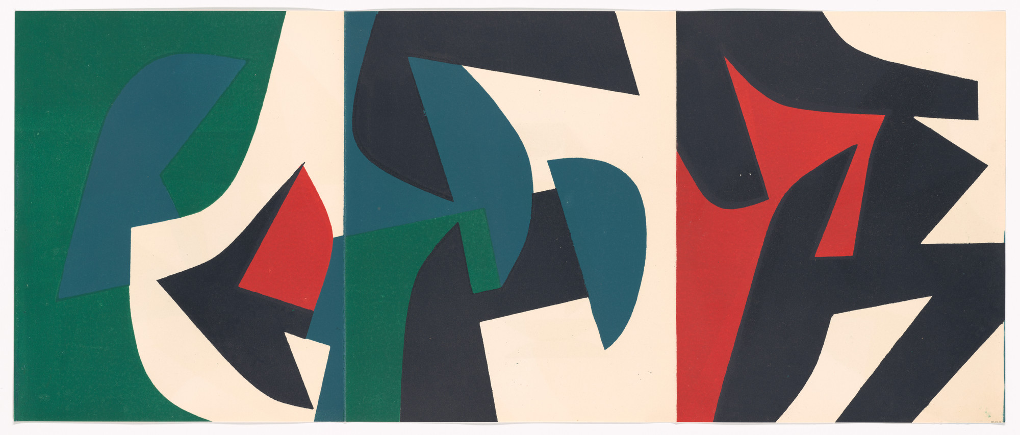 Jean Dewasne. Three-page plate (between pages 52 and 53) from Préface à un livre futur