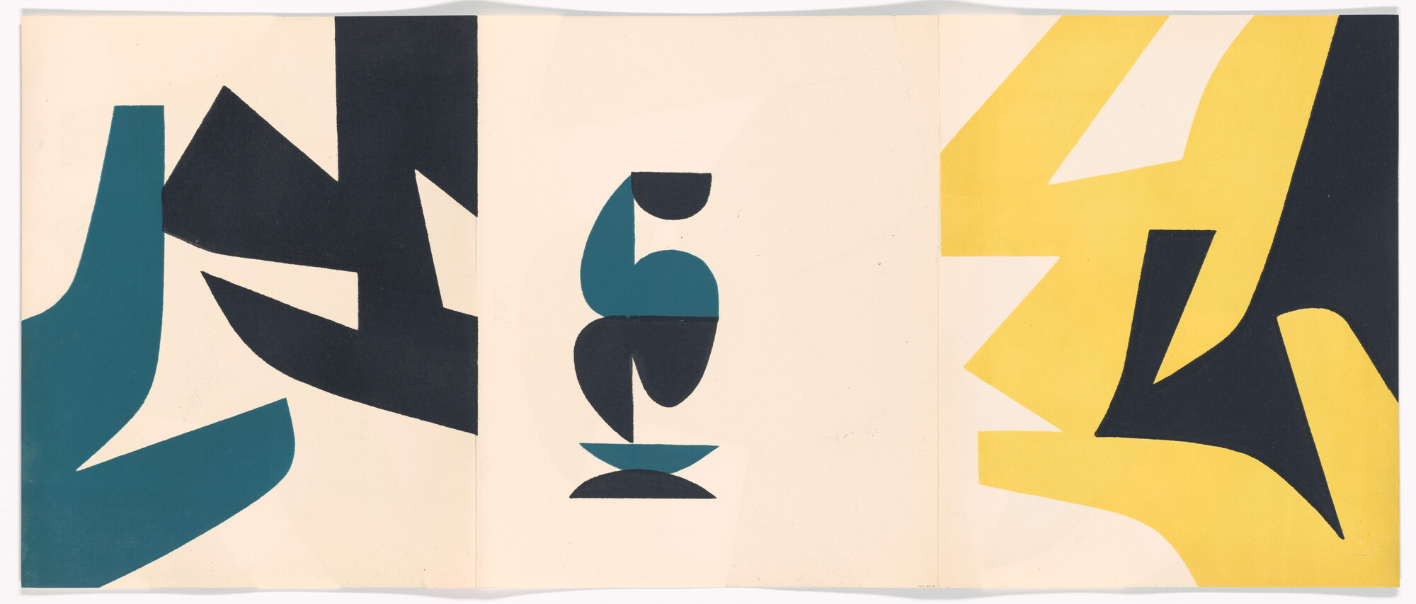 Jean Dewasne. Verso of three-page plate (between pages 52 and 53) from Préface à un livre futur