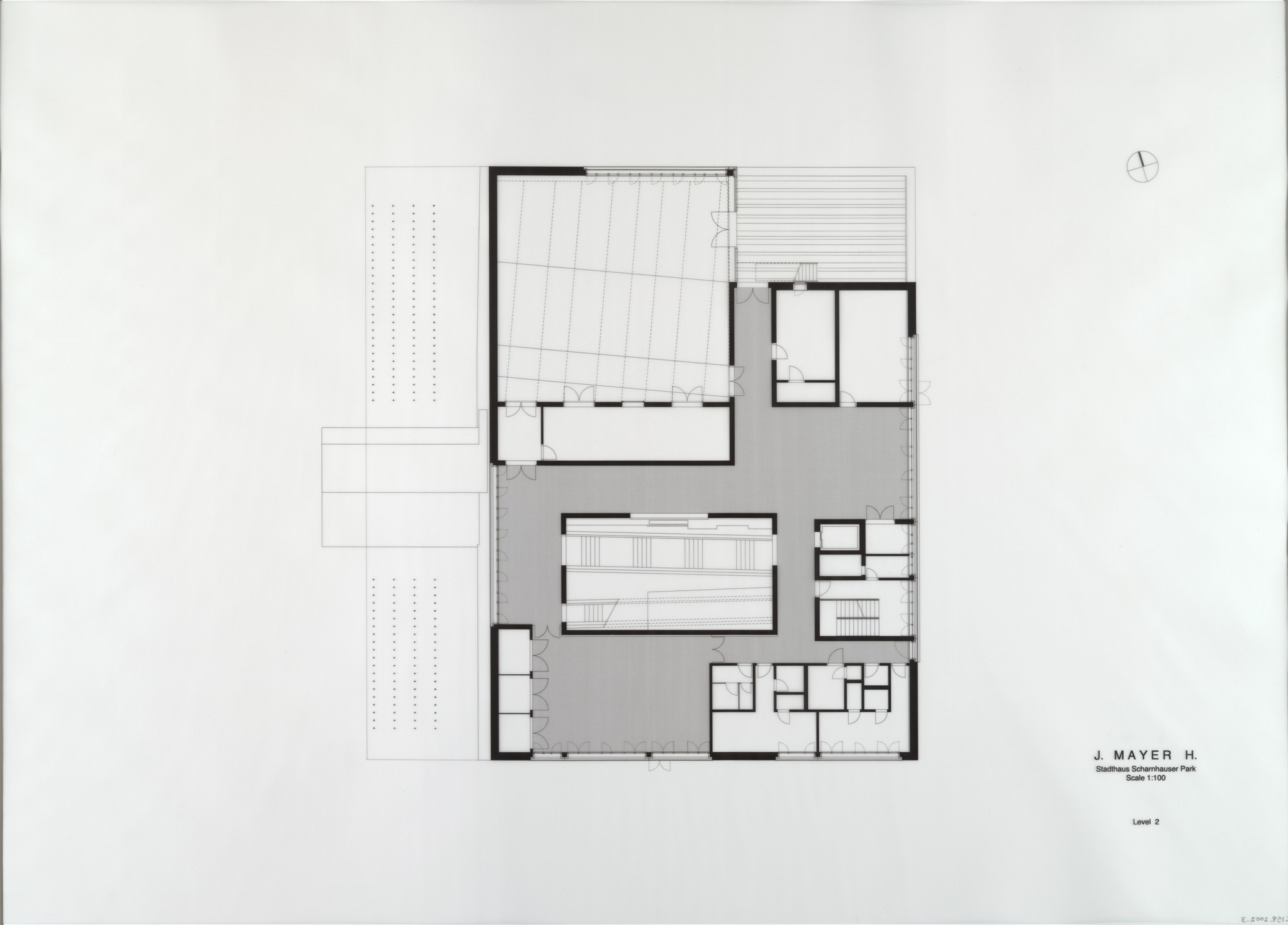 Jürgen Mayer H.. Stadthaus Scharnhauser Park, Ostfildern, Germany, Plan of level 2. 2002