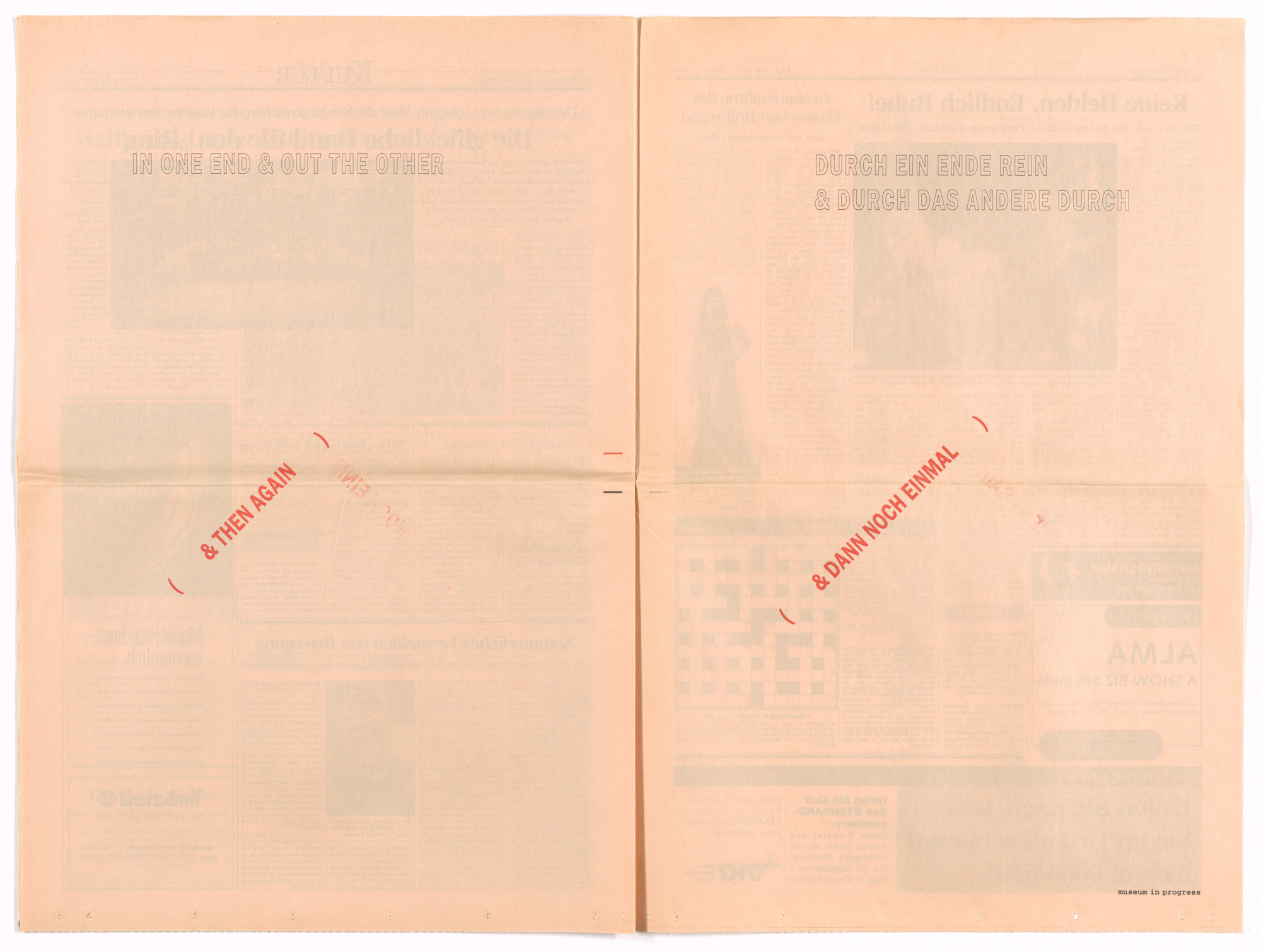 Lawrence Weiner. Untitled from the Museum in Progress project Interventions