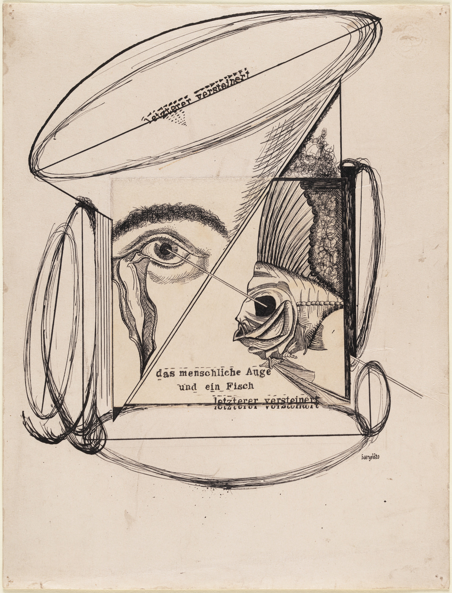 Johannes Theodor Baargeld Alfred Emanuel Ferdinand Gruenwald The Human Eye And A Fish The Latter Petrified Das Menschliche Auge Und Ein Fisch Letzterer Verseinert 1920 Moma
