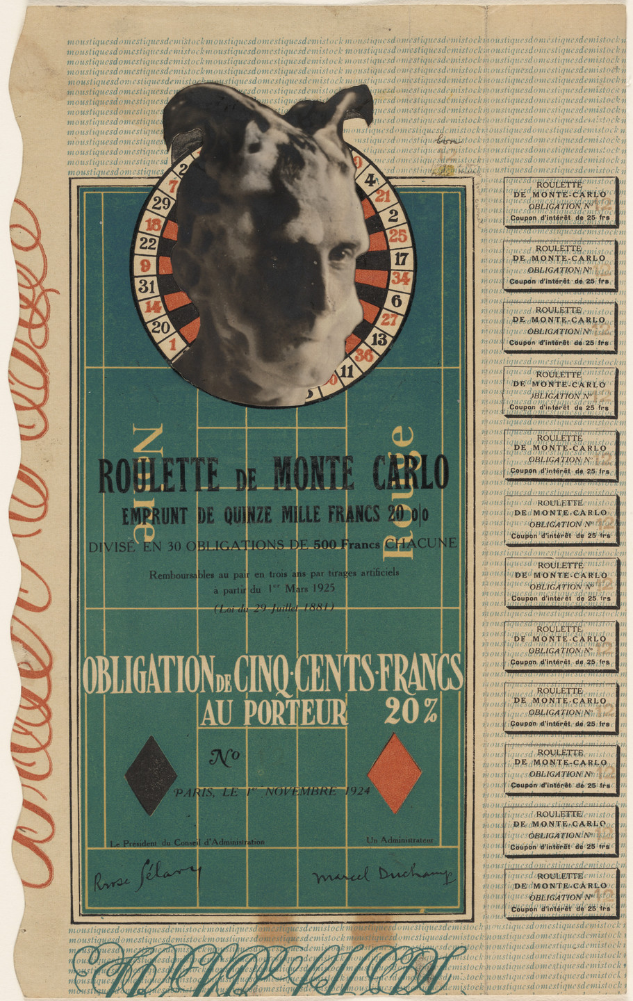 Marcel Duchamp. Monte Carlo Bond (No. 12). 1924
