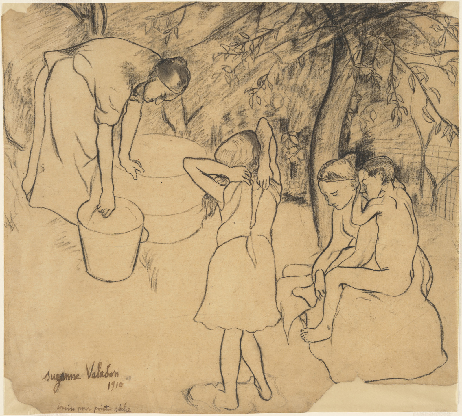 Suzanne Valadon. Study for Children's Bath in the Garden (Toilette des enfants dans le jardin). 1910