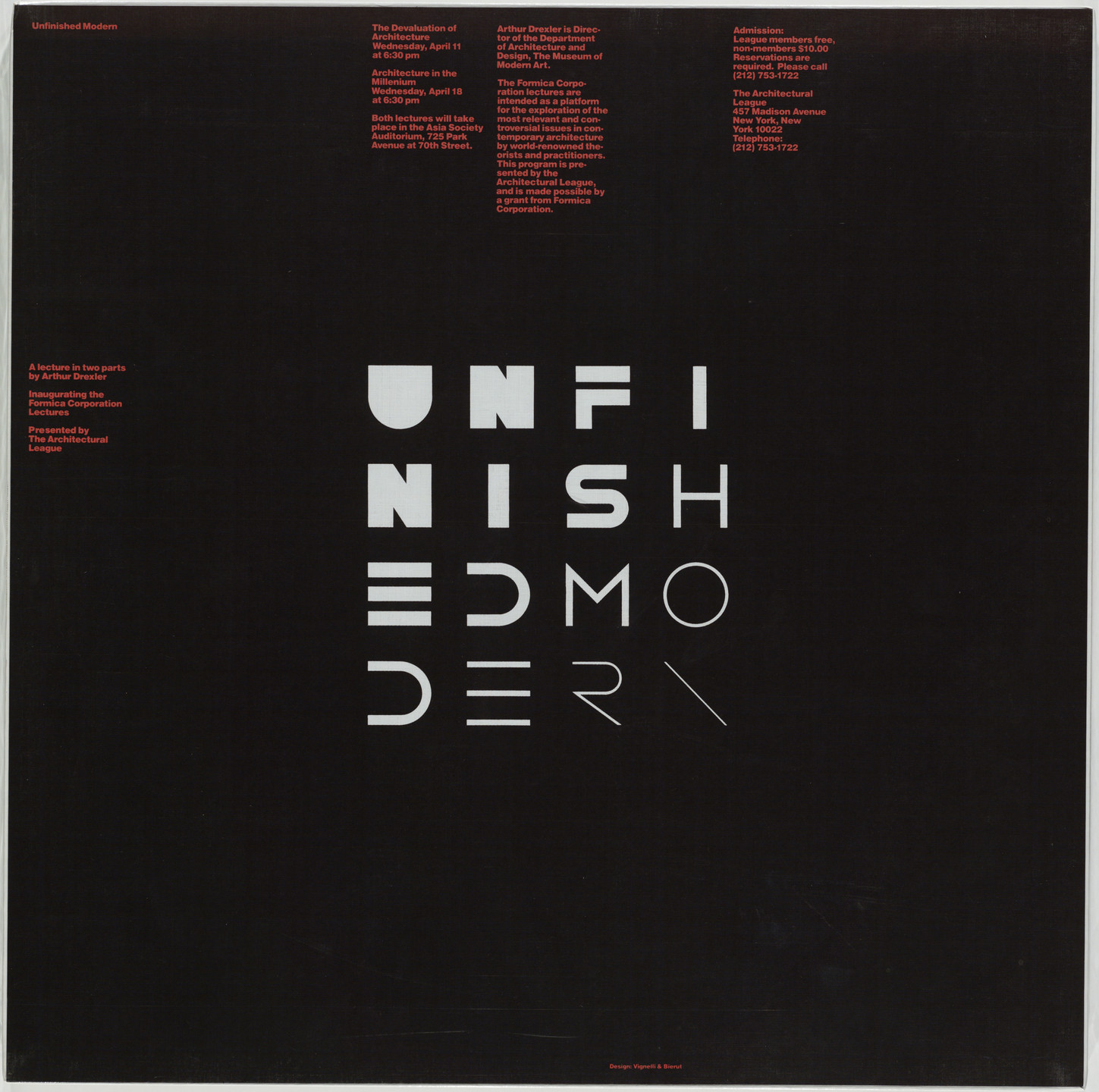 Massimo Vignelli. Unfinished Modern. 1984