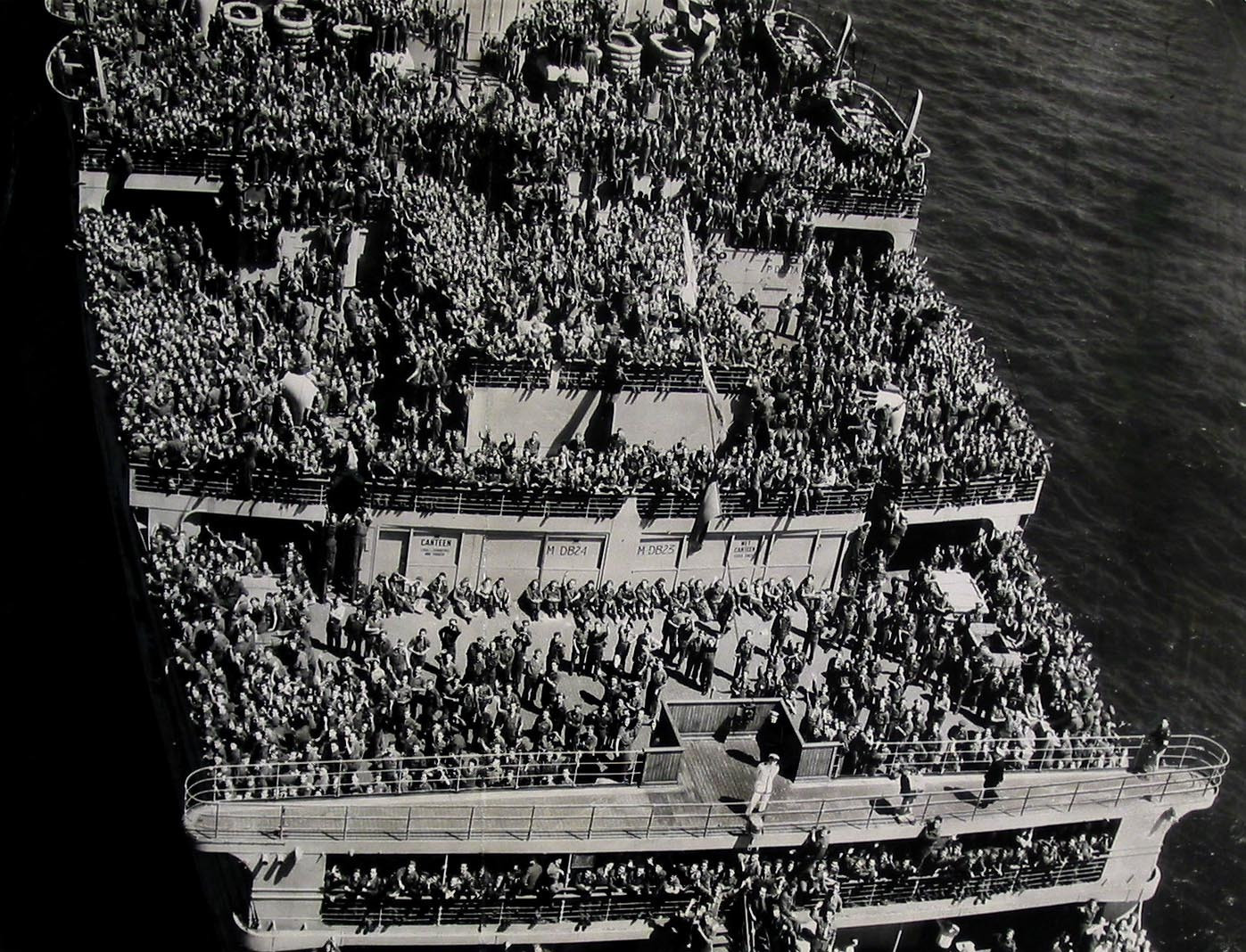 U.S. Coast Guard. It Was a Record Day for Allied Soldiers as 34,355 Arrived Here. July 11, 1945
