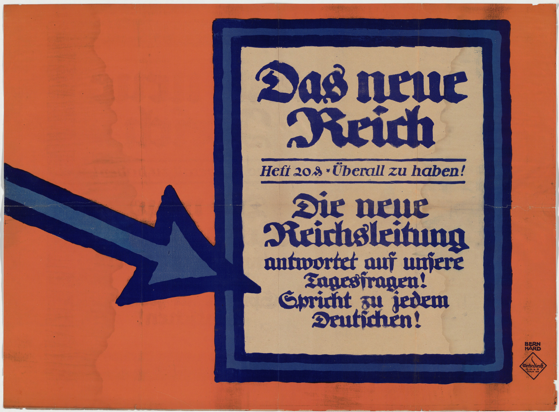 Lucian Bernhard. Das neue Reich, Die neue Reichsleitung. 1919-23