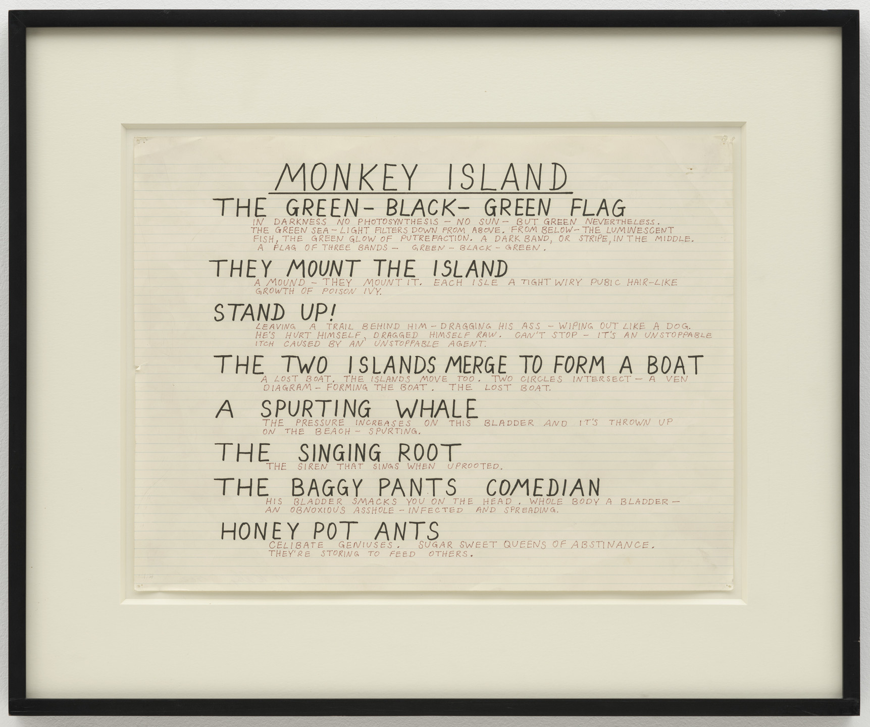Mike Kelley. Monkey Island: Travelogue. 1982–83