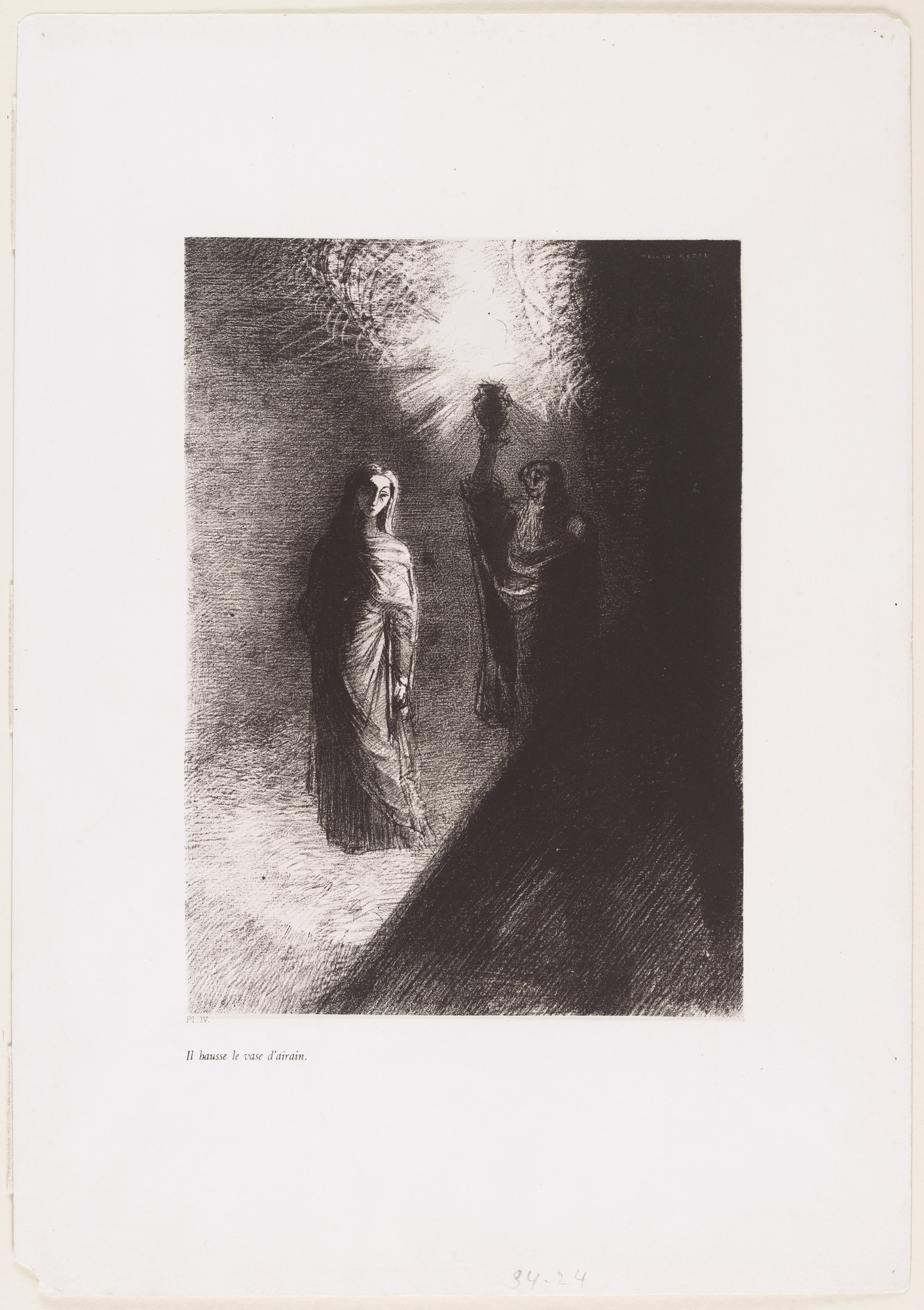 Odilon Redon. He Raises the Bronze Urn (Il hausse le vase d'airan) from The Temptation of Saint Anthony (La Tentation de Saint-Antoine)
