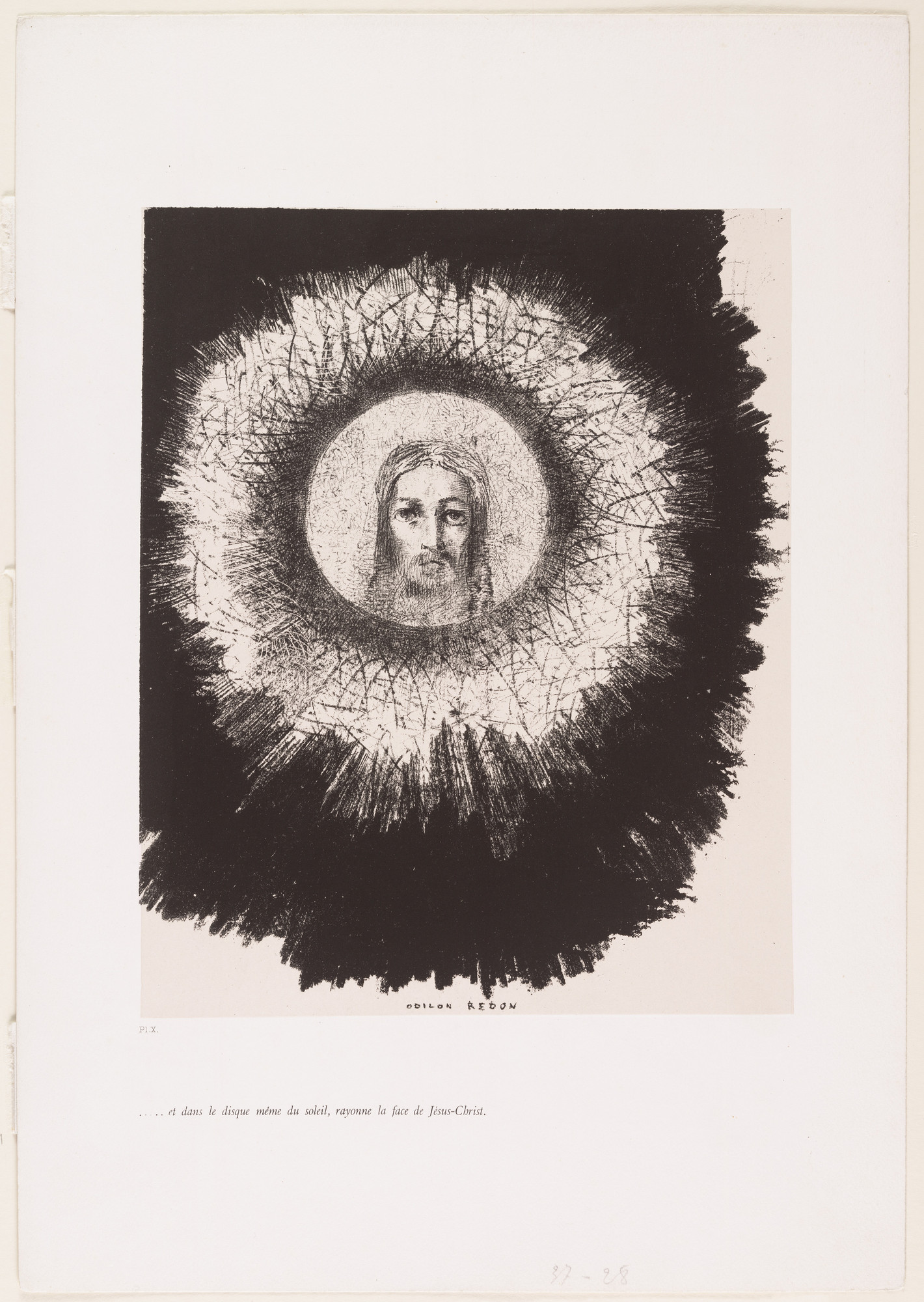 Odilon Redon. . . . And in the Very Disk of the Sun Shines the Face of Jesus Christ (. . . Et dans le disque même du soleil rayonne la face de Jésus-Christ) from The Temptation of Saint Anthony (La Tentation de Saint-Antoine)