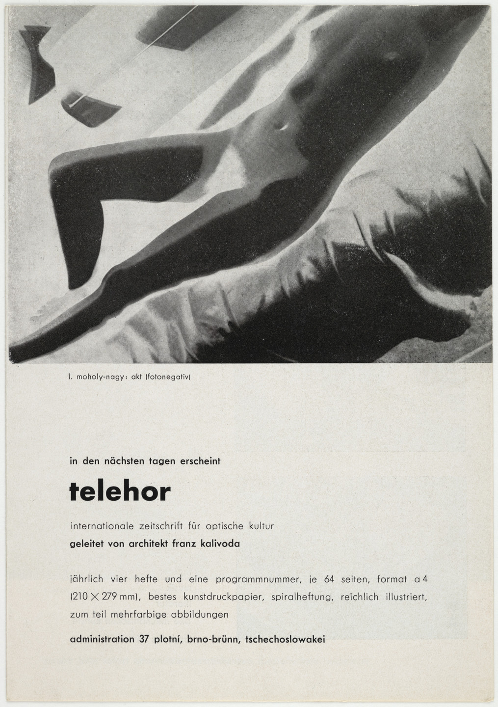László Moholy-Nagy. telehor, Internationale Zeitschrift für optische Kultur. 1936