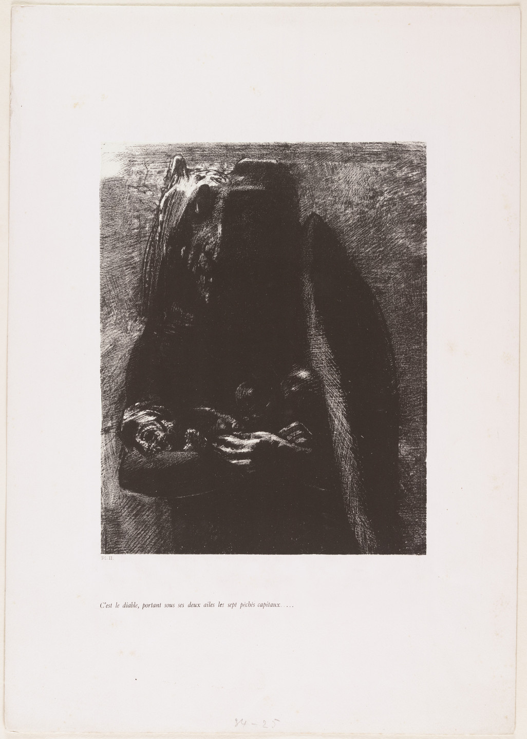 Odilon Redon. It Is the Devil, Bearing beneath His Two Wings the Seven Deadly Sins (C'est le diable, portant sous ses deux ailes les sept péchés capitaux) from The Temptation of Saint Anthony (La Tentation de Saint-Antoine)_ _. 1888