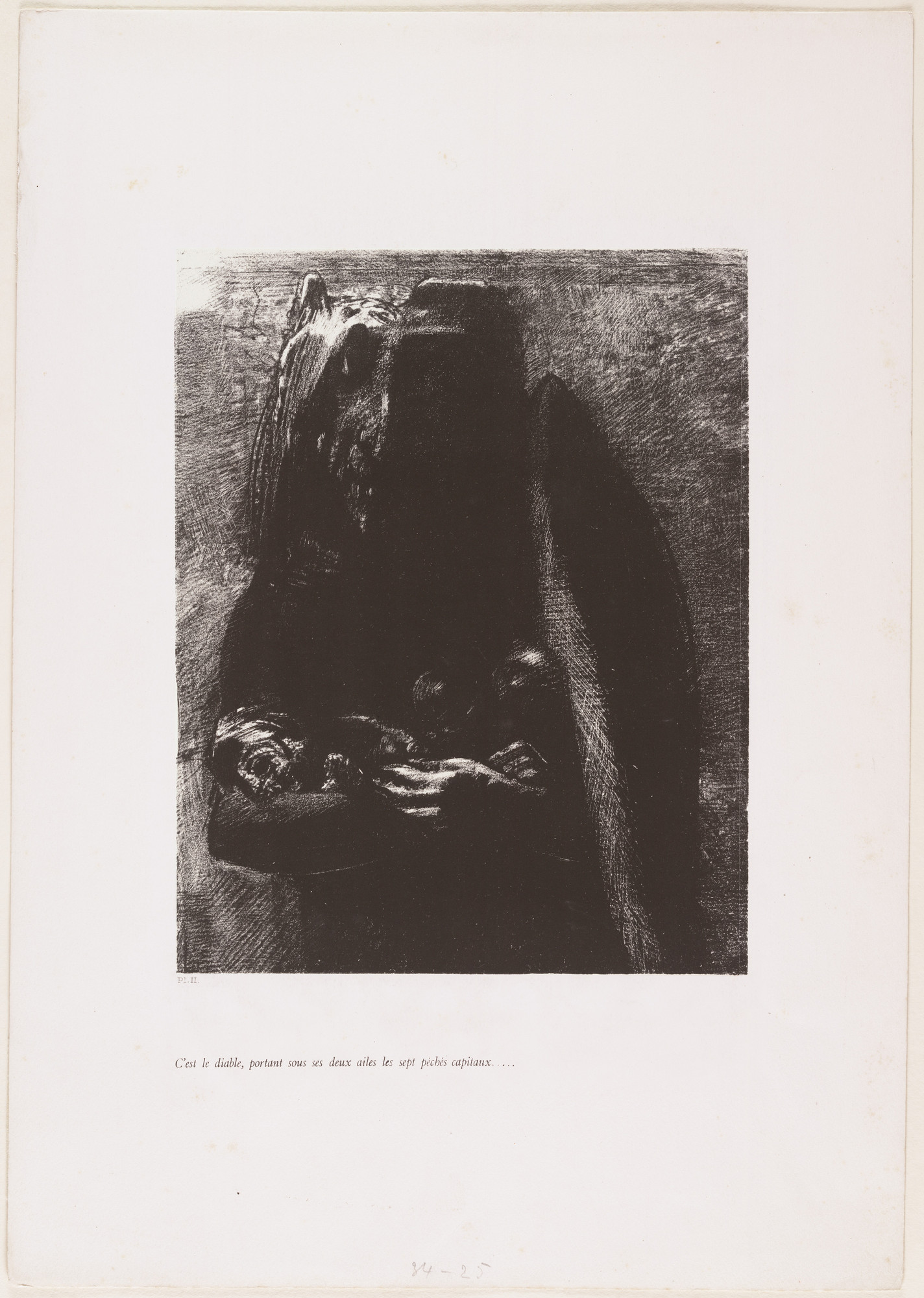 Odilon Redon. It Is the Devil, Bearing beneath His Two Wings the Seven Deadly Sins (C'est le diable, portant sous ses deux ailes les sept péchés capitaux) from The Temptation of Saint Anthony (La Tentation de Saint-Antoine)
