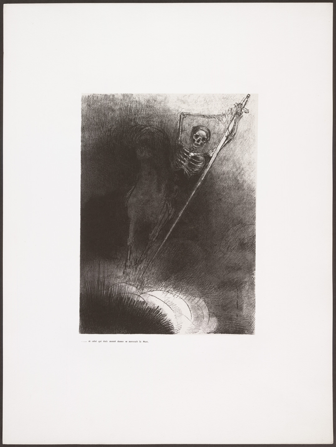 Odilon Redon. And His Name That Sat on Him Was Death (Et celui qui était monté dessus se nommait la Mort) from Apocalypse of Saint John (Apocalypse de Saint-Jean). 1899