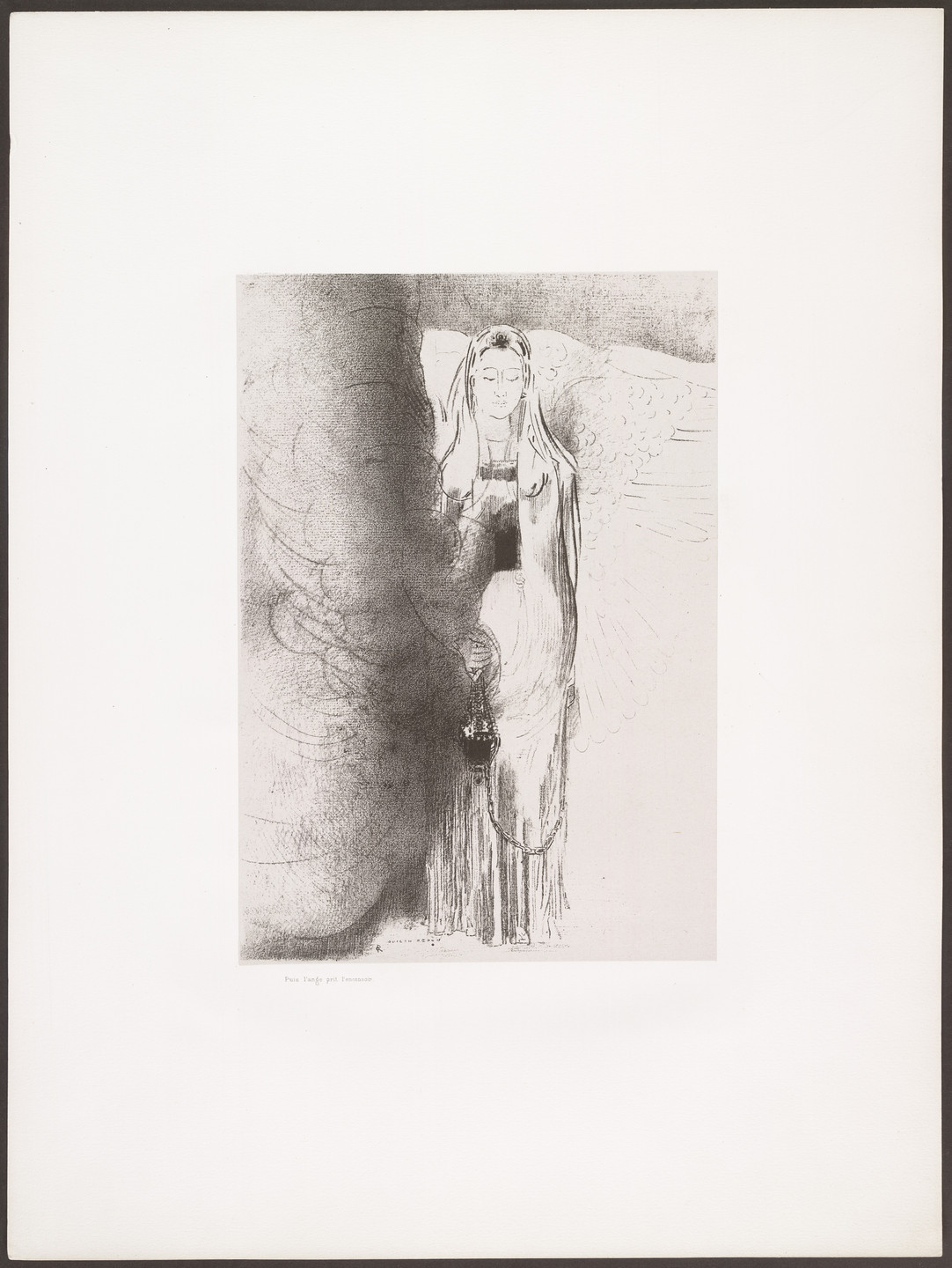Odilon Redon. And the Angel Took the Censer (Puis l'ange prit l'encensoir) from Apocalypse of Saint John (Apocalypse de Saint-Jean). 1899