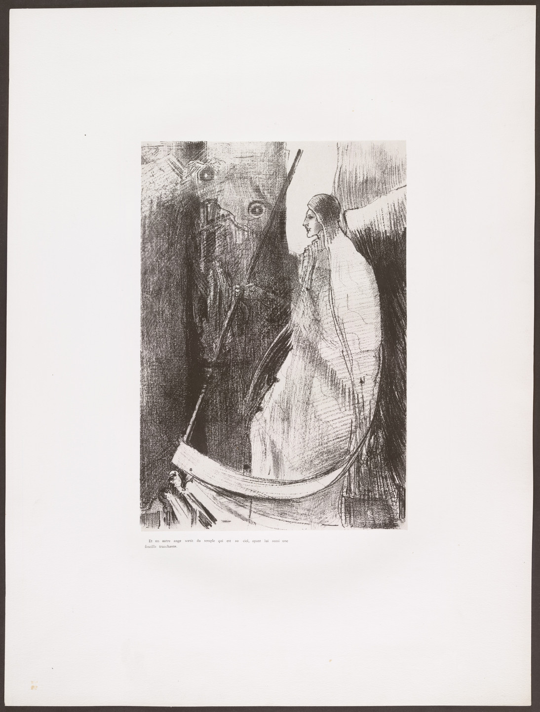 Odilon Redon. And Another Angel Came out of the Temple Which Is in Heaven, and He Also Having a Sharp Sickle (Et un autre ange sortit du temple qui est au ciel, ayant lui aussi une faucille tranchante) from Apocalypse of Saint John (Apocalypse de Saint-Jean). 1899