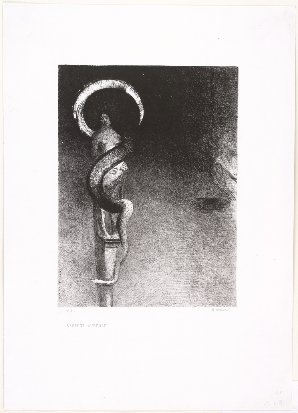 Odilon Redon. Serpent-Halo (Serpent-Auréole). 1890