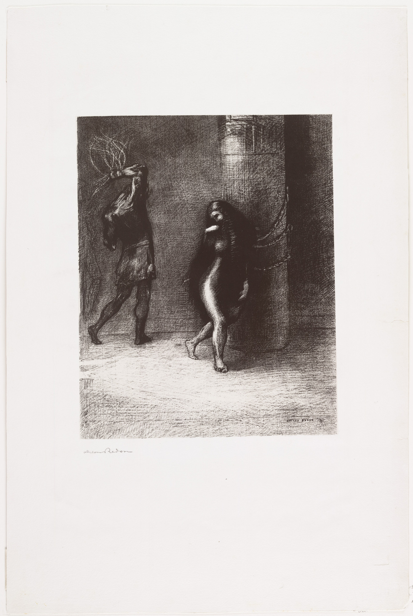 Odilon Redon. Saint Anthony . . . Beneath Her Long Hair Which Covered Her Face, I Thought I Recognized Ammonaria (Sainte-Antoine . . . A travers ses longs cheveux qui lui couvrait la figure, j'ai cru reconnaître Ammonaria)