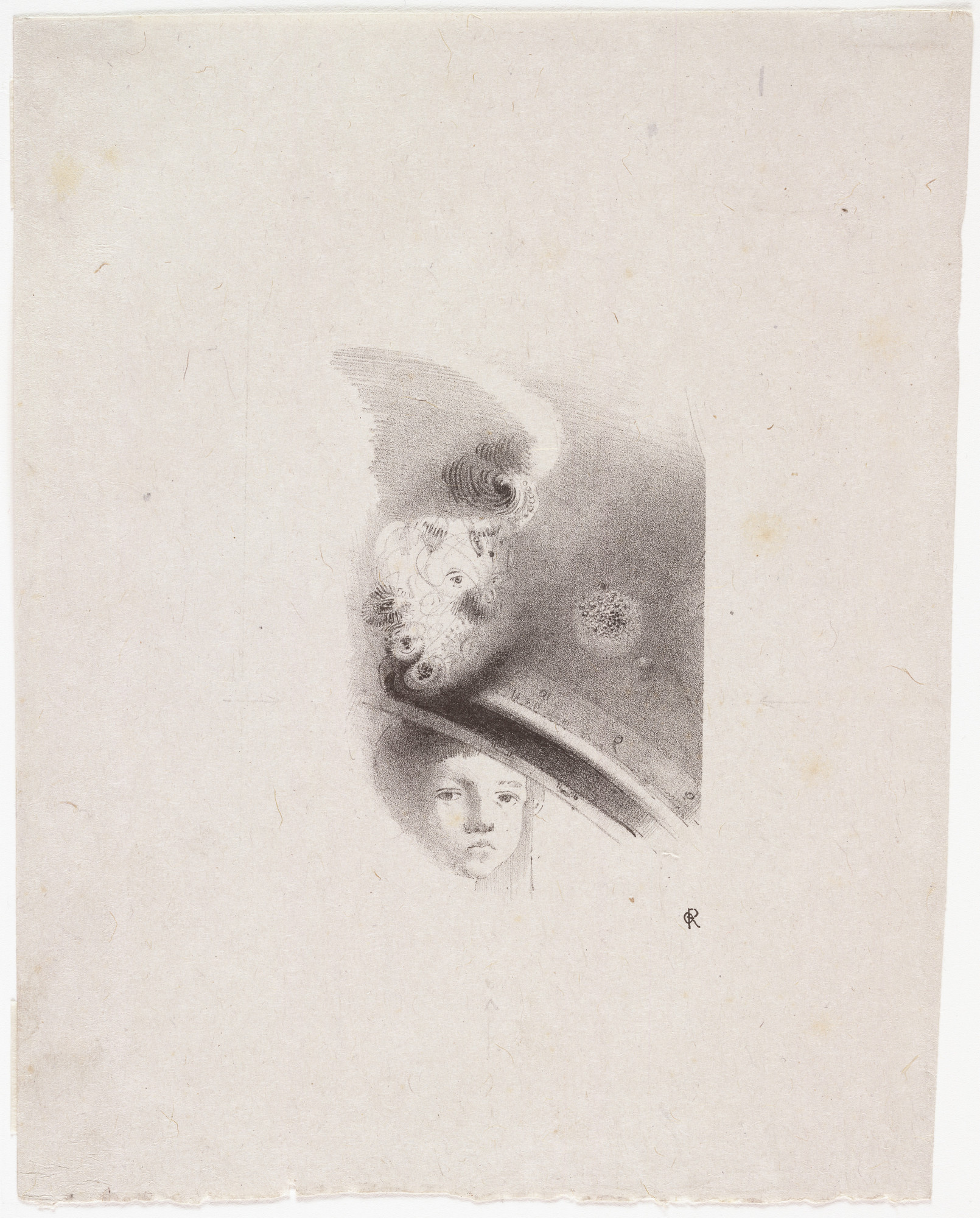 Odilon Redon. Child's Face with Rainbow Above ( Tête d'enfant, de face, avec au-dessus un arc-en-ciel )