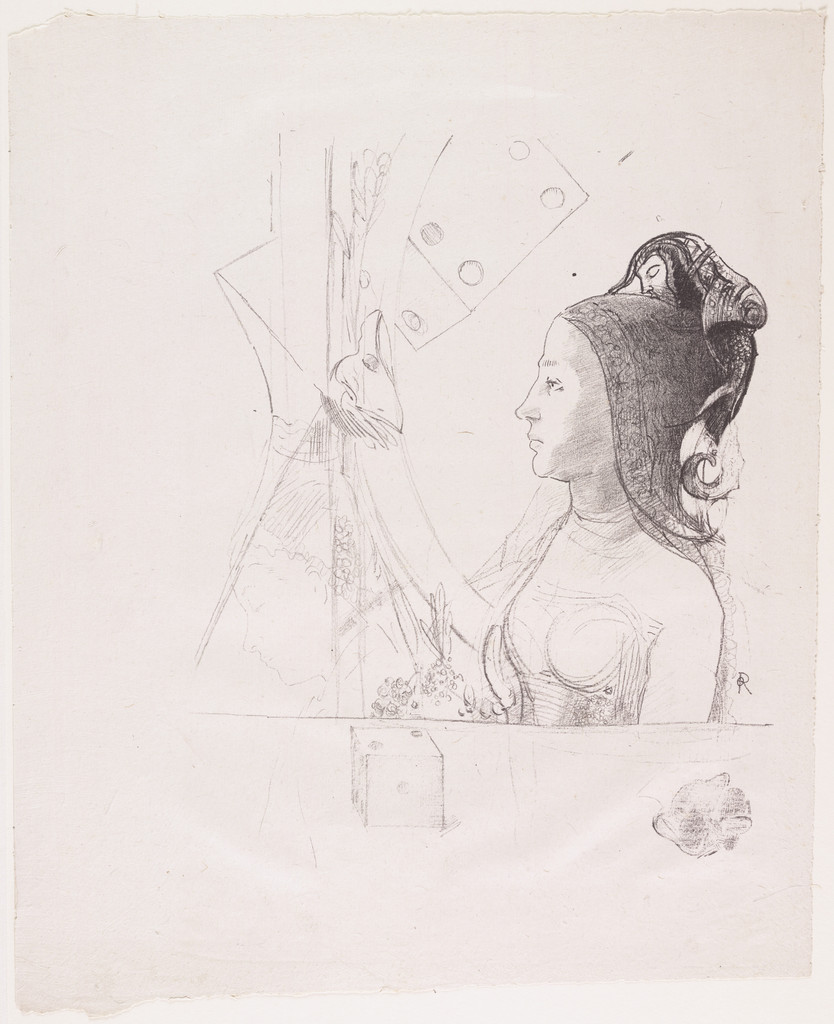 Woman in Profile to the Left, Wearing a Hennin Headdress (Femme de profil vers la gauche, coiffée d'un hennin) by Odilon Redon